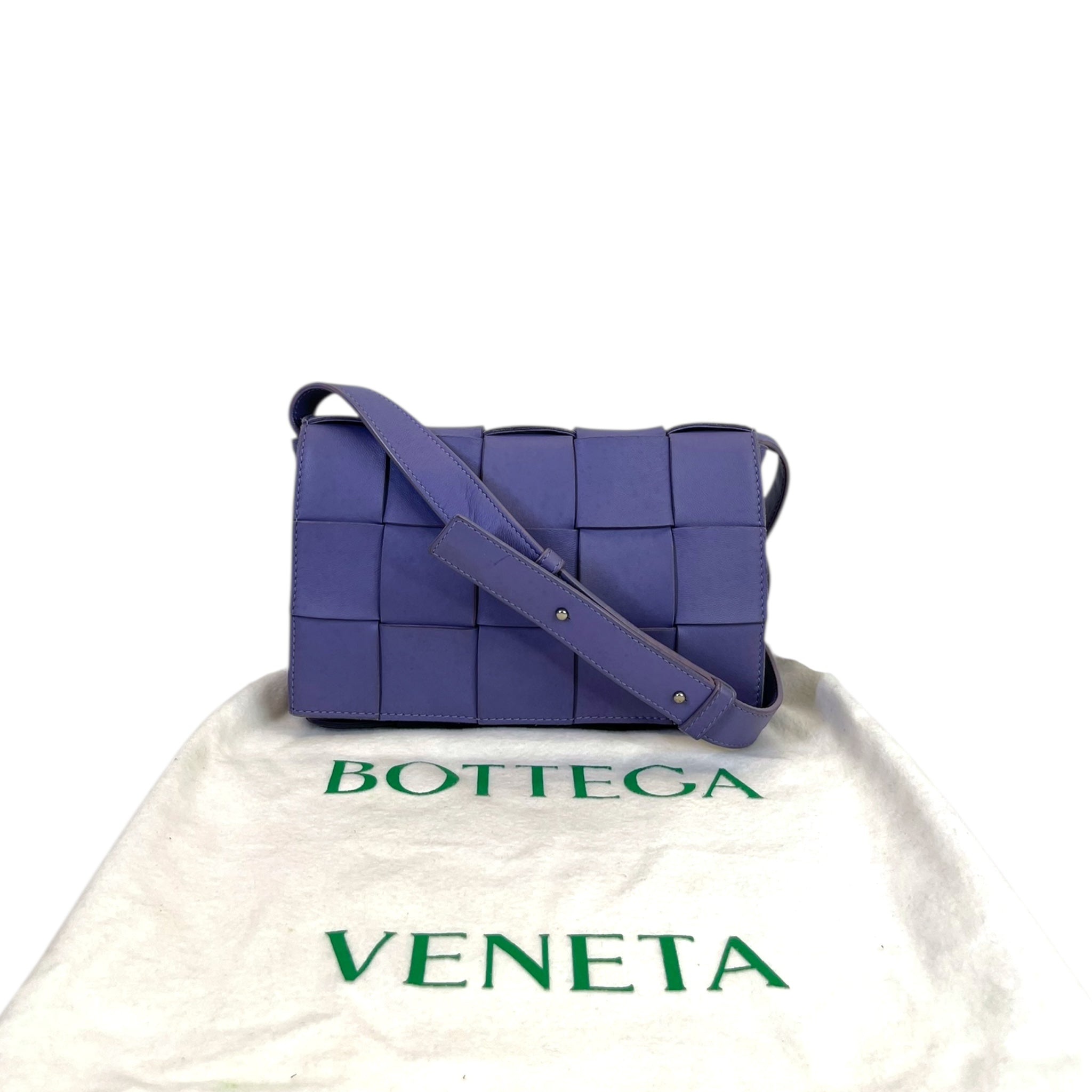 Bottega Veneta Small Cassette Shoulder Bag Purple Leather