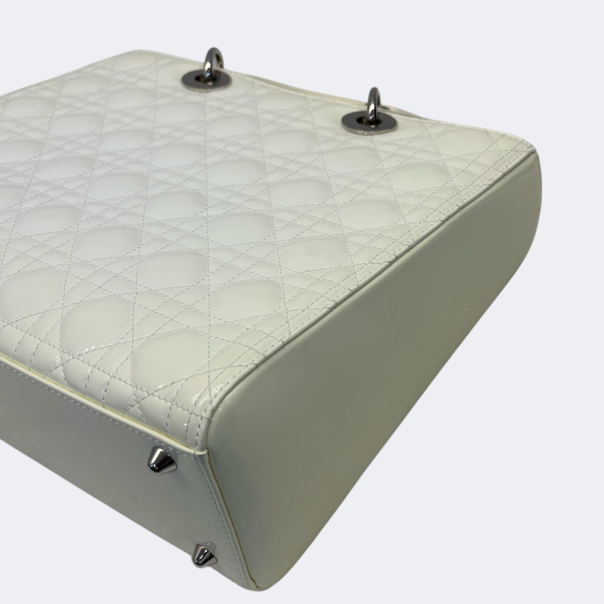 Dior White Cannage Leather Large Lady Dior Tote