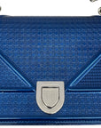 Dior Blue Micro Cannage Patent Leather Medium Diorama Flap Shoulder Bag