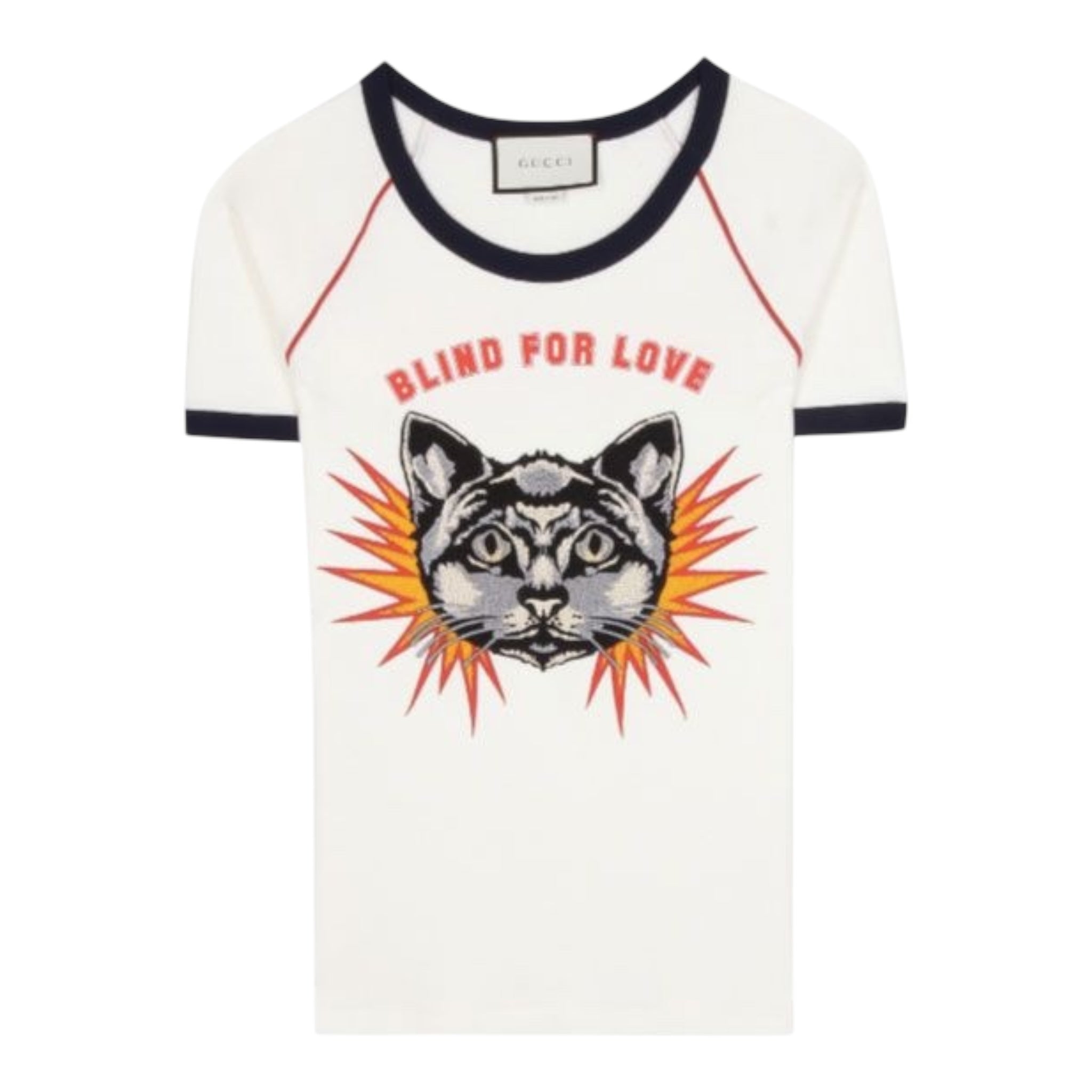 Gucci Cat Applique Blind For Love T-shirt