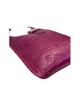 Longchamp Pink Croc Embossed Leather Crossbody Bag