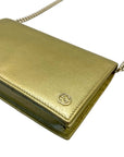 Gucci Gold Metallic Leather Betty Wallet On Chain