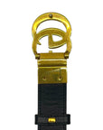 Gucci Black/Beige GG Supreme and Leather GG Marmont Belt 100 cm