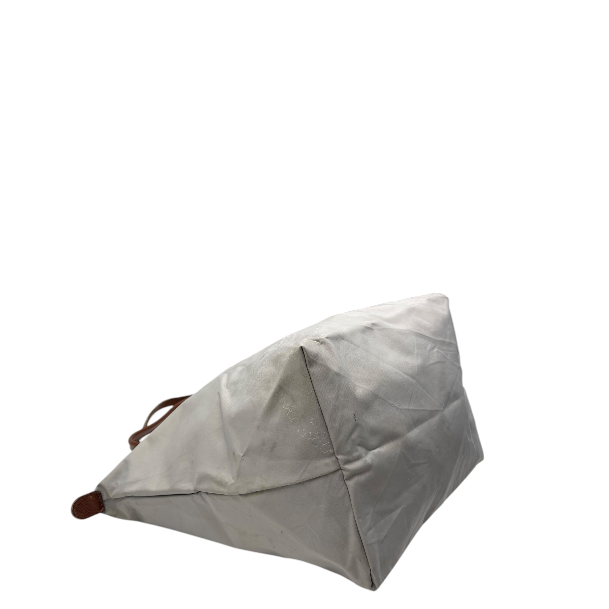 Longchamp Grey/Brown Nylon and Leather Le Pliage Tote Bag