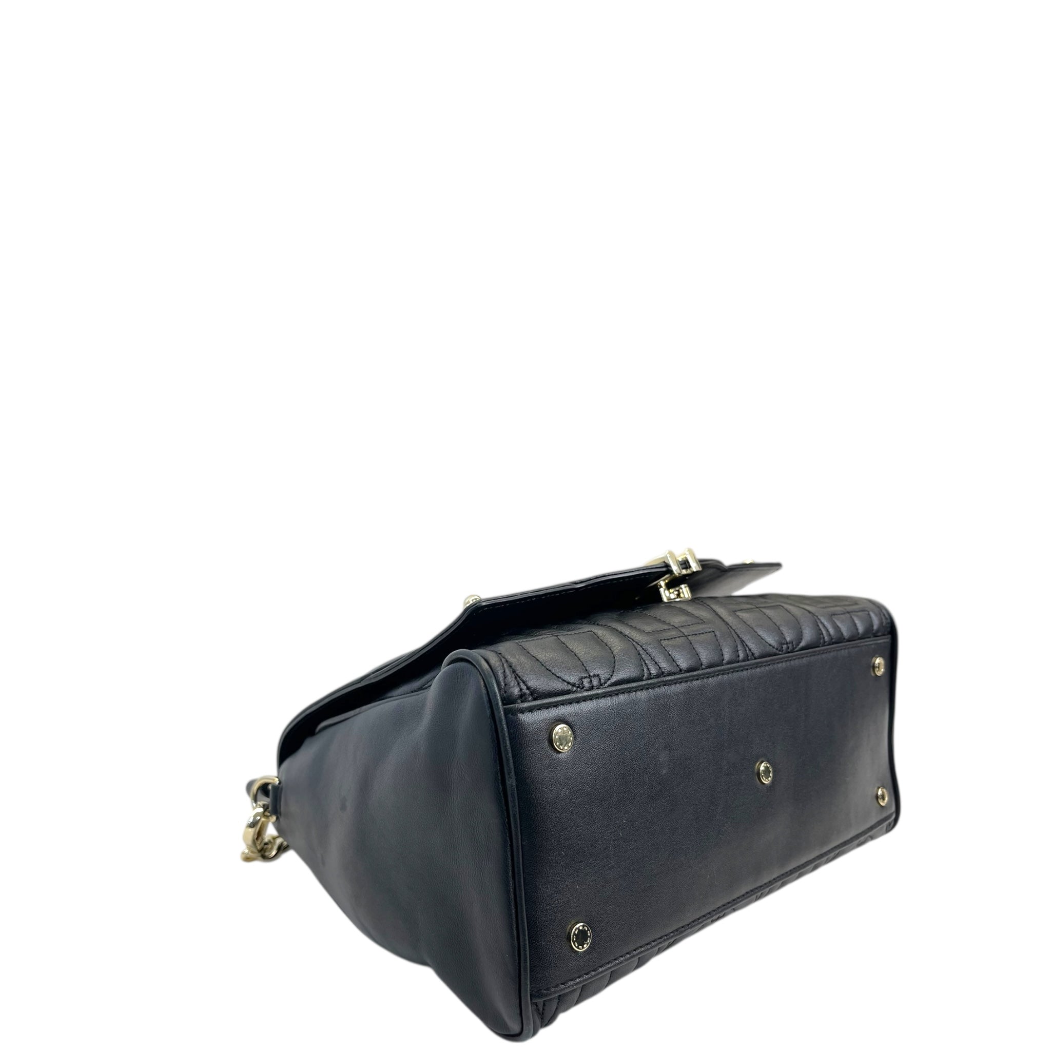 Aigner Diadora Shoulder Bag Black Quilted Leather
