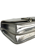 Burberry TB Small Silver Croc Embossed Shoulder Bag