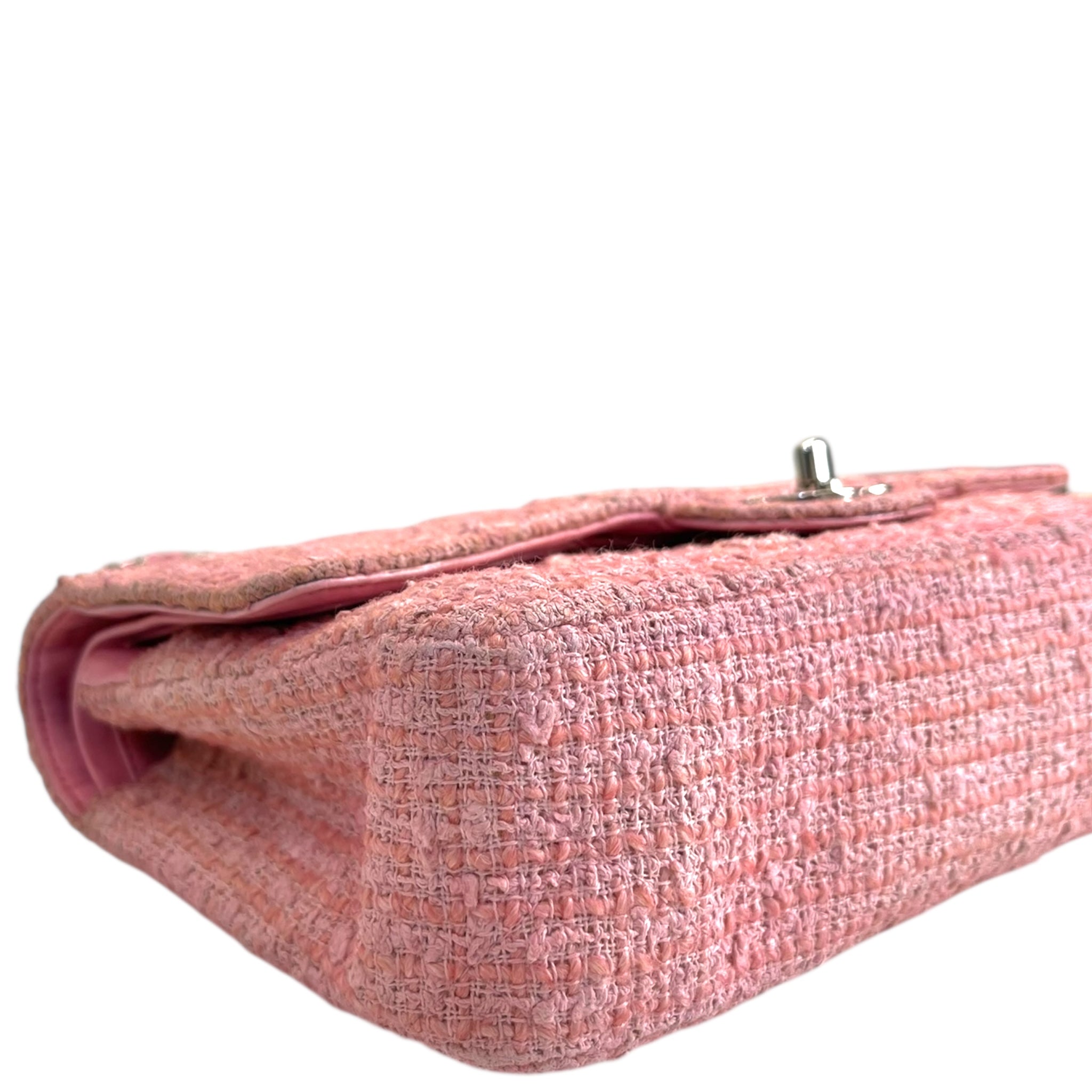 Chanel Classic Double Flap Pink Tweed Shoulder Bag