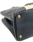 Prada Double Zip Tote Black/White Saffiano Leather