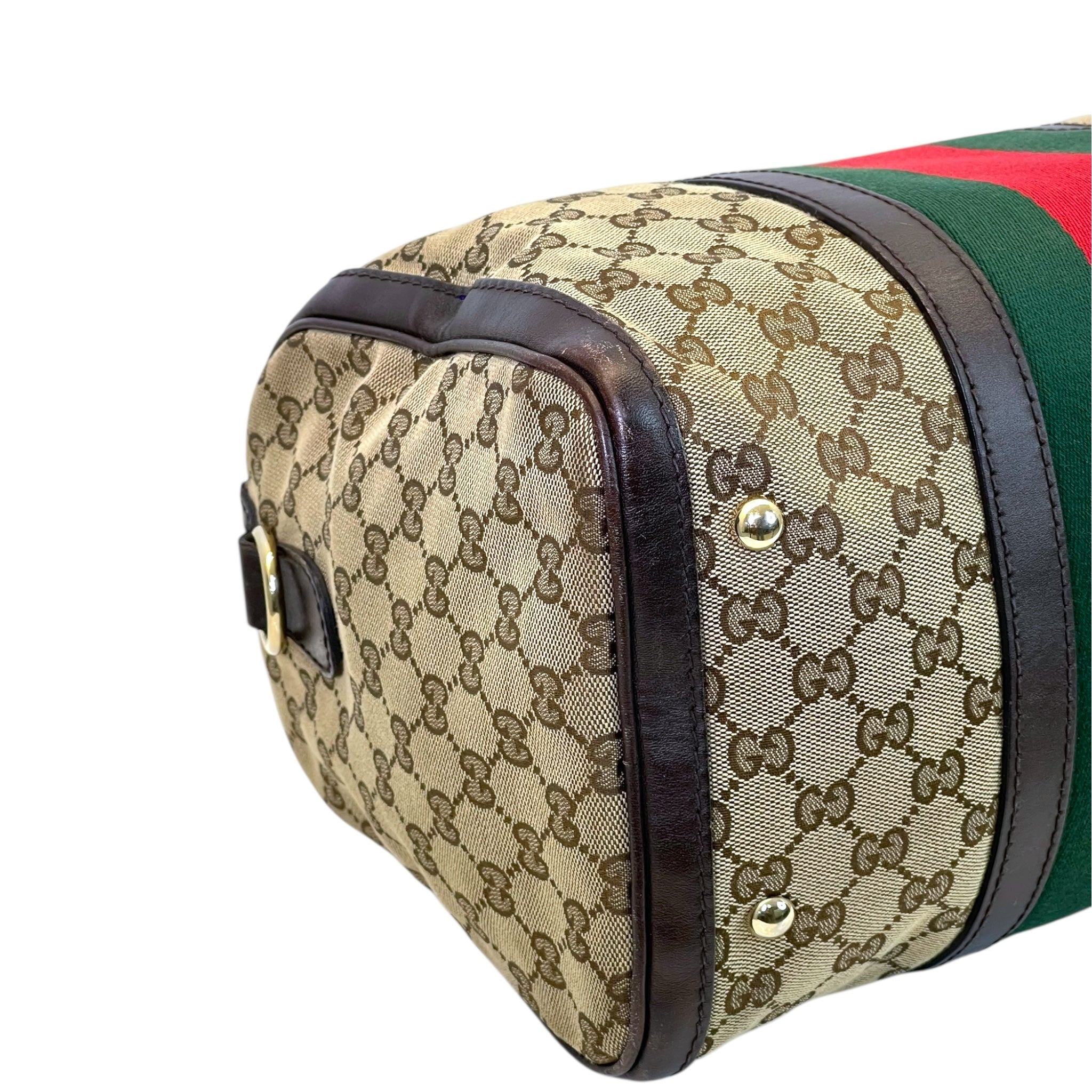 Gucci Vintage Web Boston Medium Bag Brown/Beige GG Canvas