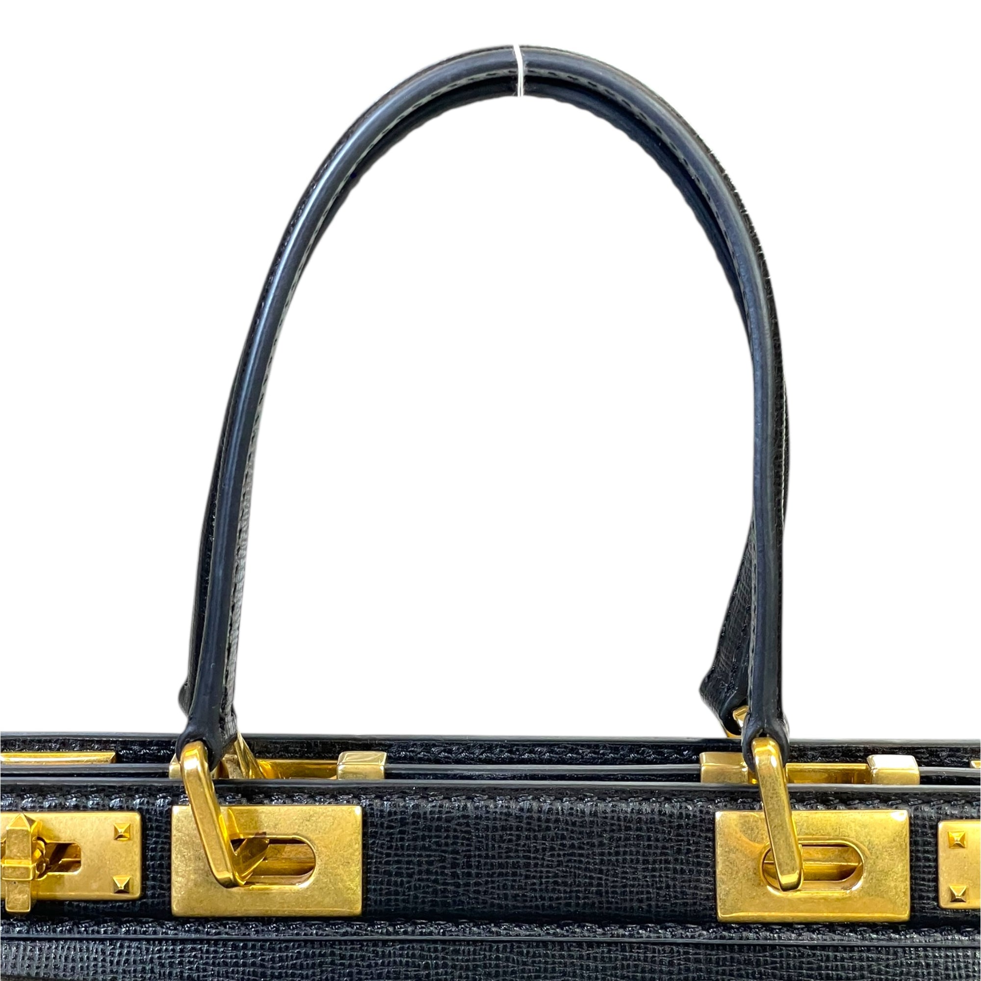 Valentino Garavani Rockstud Alcove Shoulder Bag Black Leather