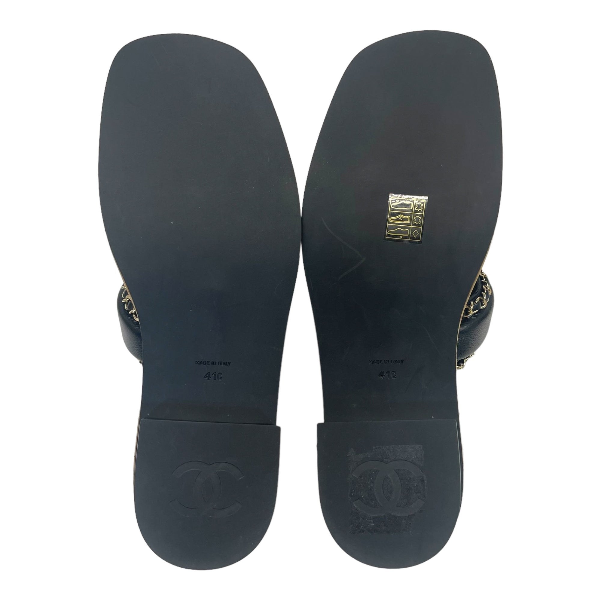Chanel Black CC Chain Slides Sandal EU 41C