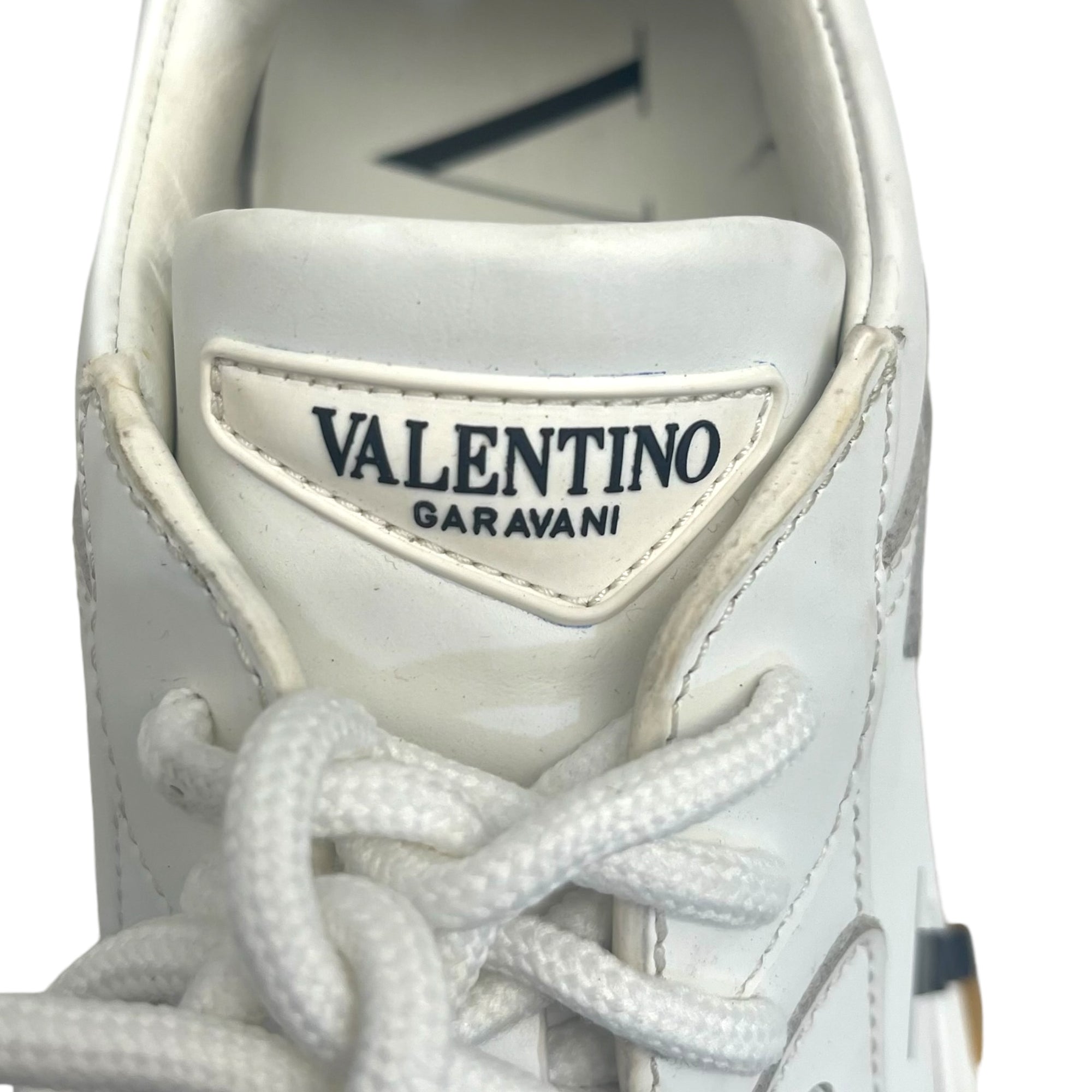 Valentino White Leather VLTN Bounce Low Top Sneakers Size EU 39