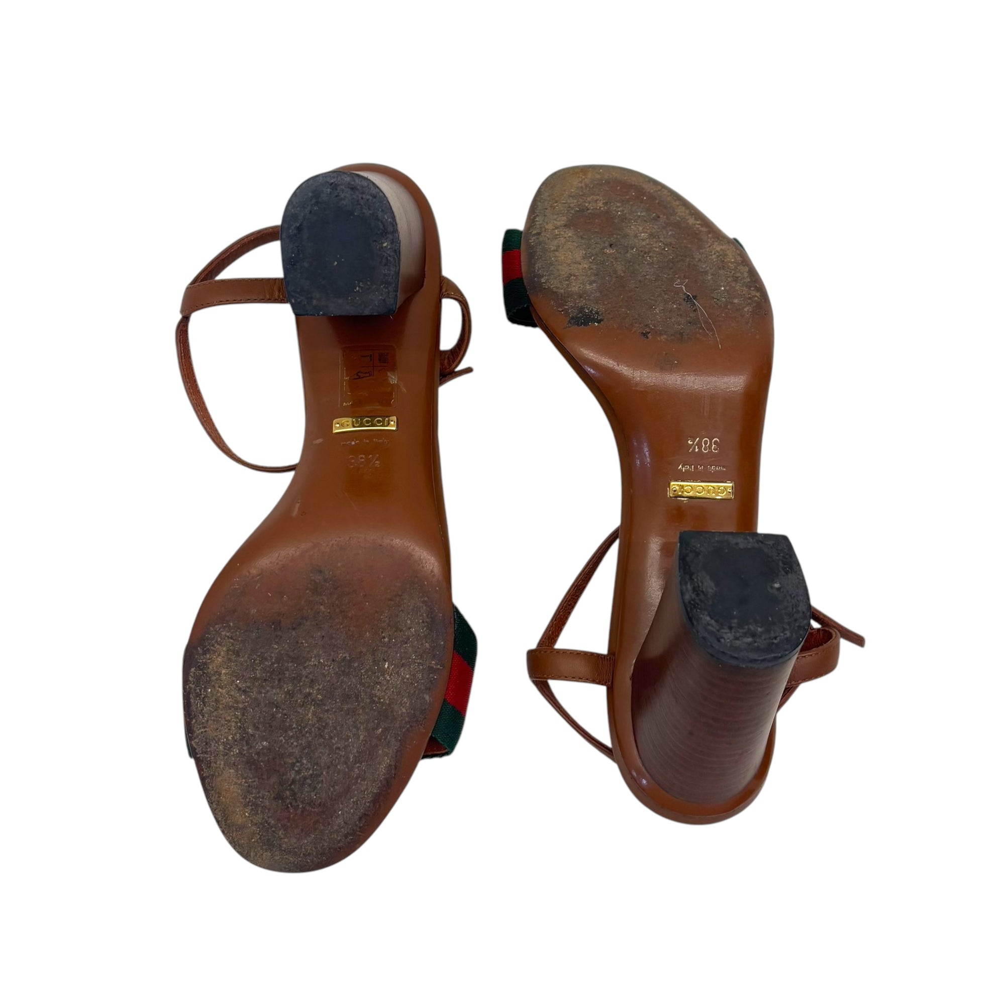 Gucci Brown Leather Horsebit Sandals EU 38.5