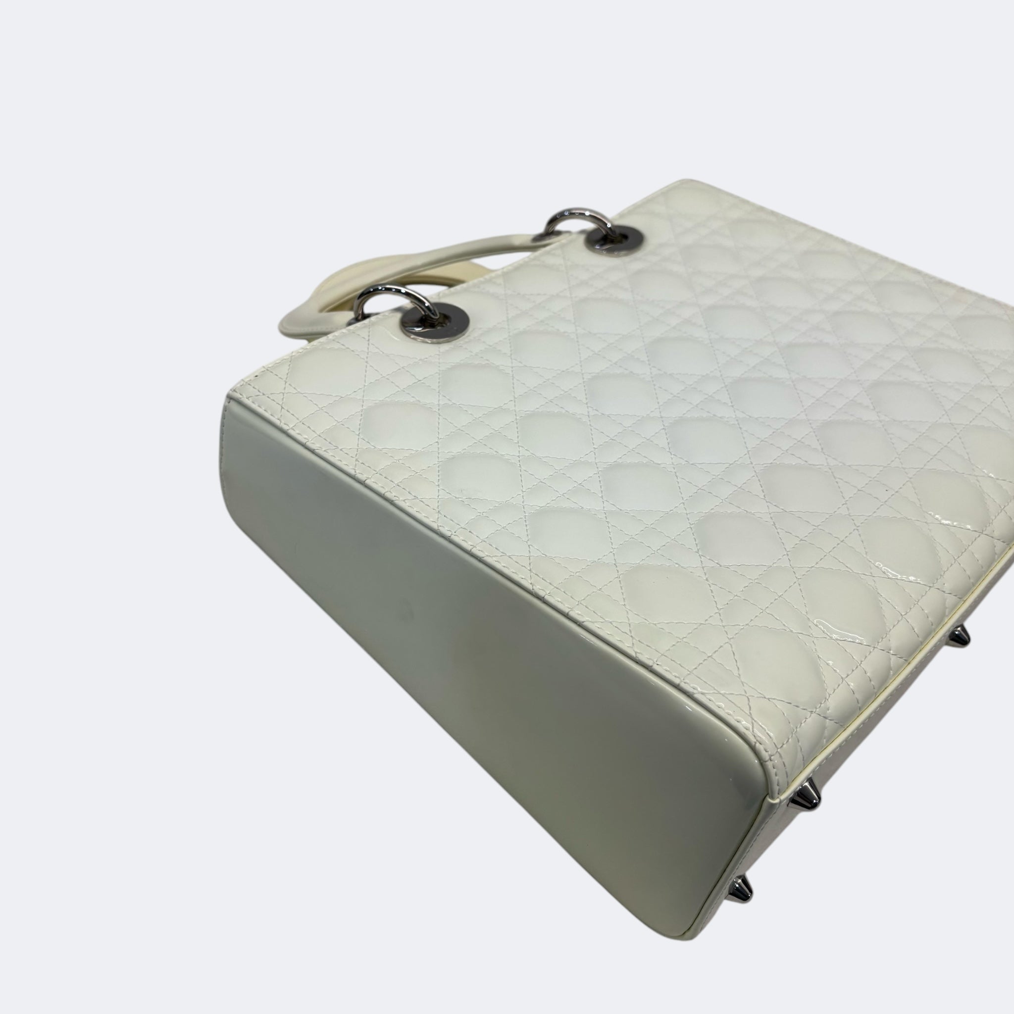 Dior White Cannage Leather Large Lady Dior Tote