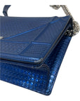 Dior Blue Micro Cannage Patent Leather Medium Diorama Flap Shoulder Bag