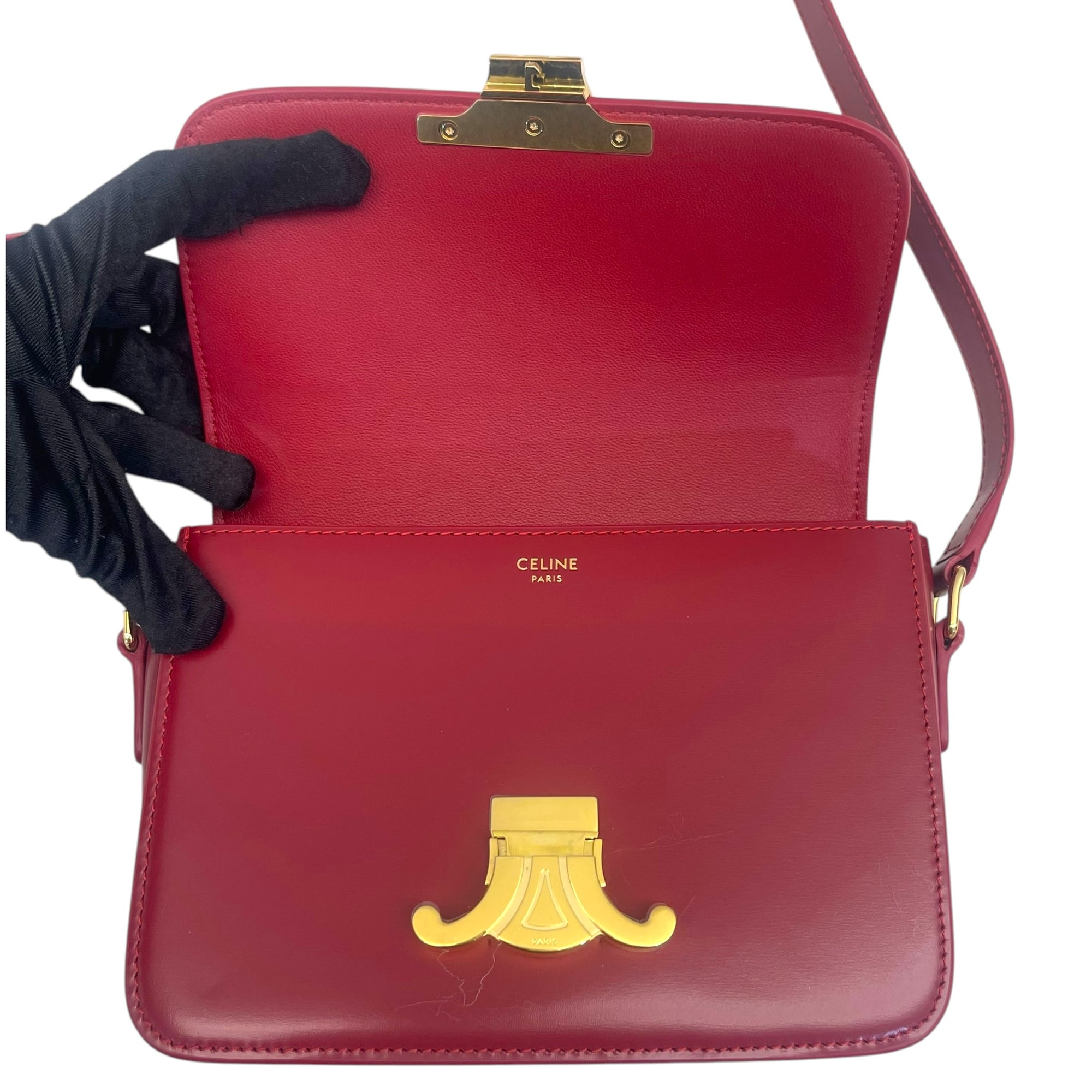 Celine Red Calfskin Leather Crossbody Bag