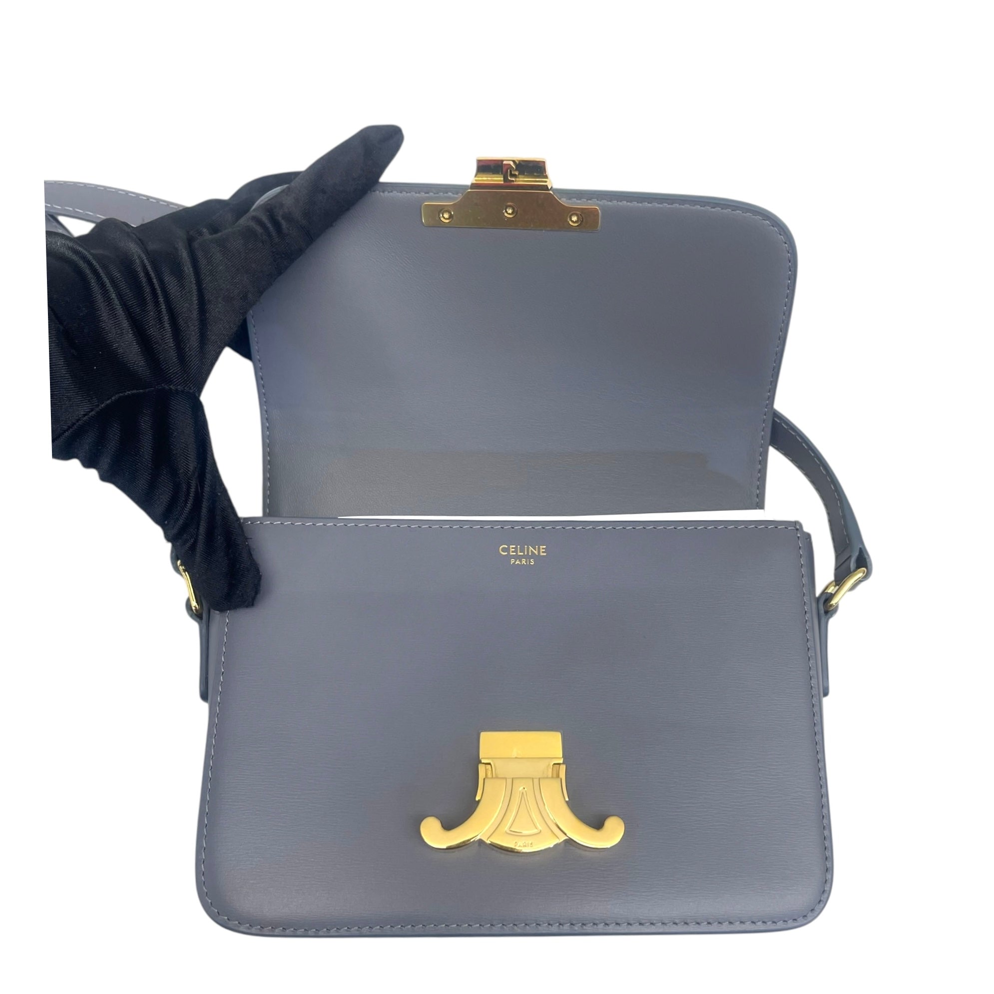 Celine Grey Calfskin Leather Crossbody Bag