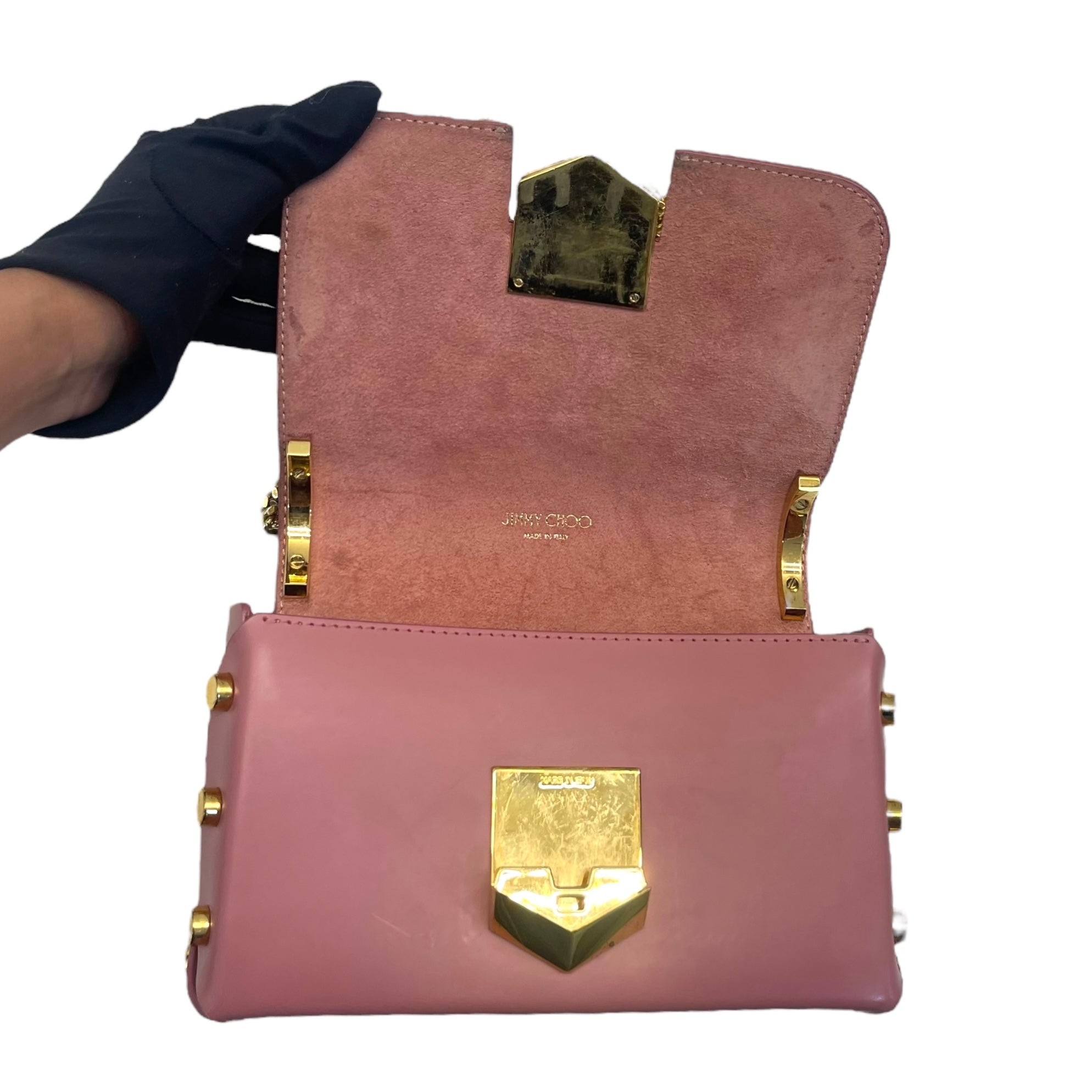 Jimmy Choo Pink Leather Lockett City Shoulder Bag