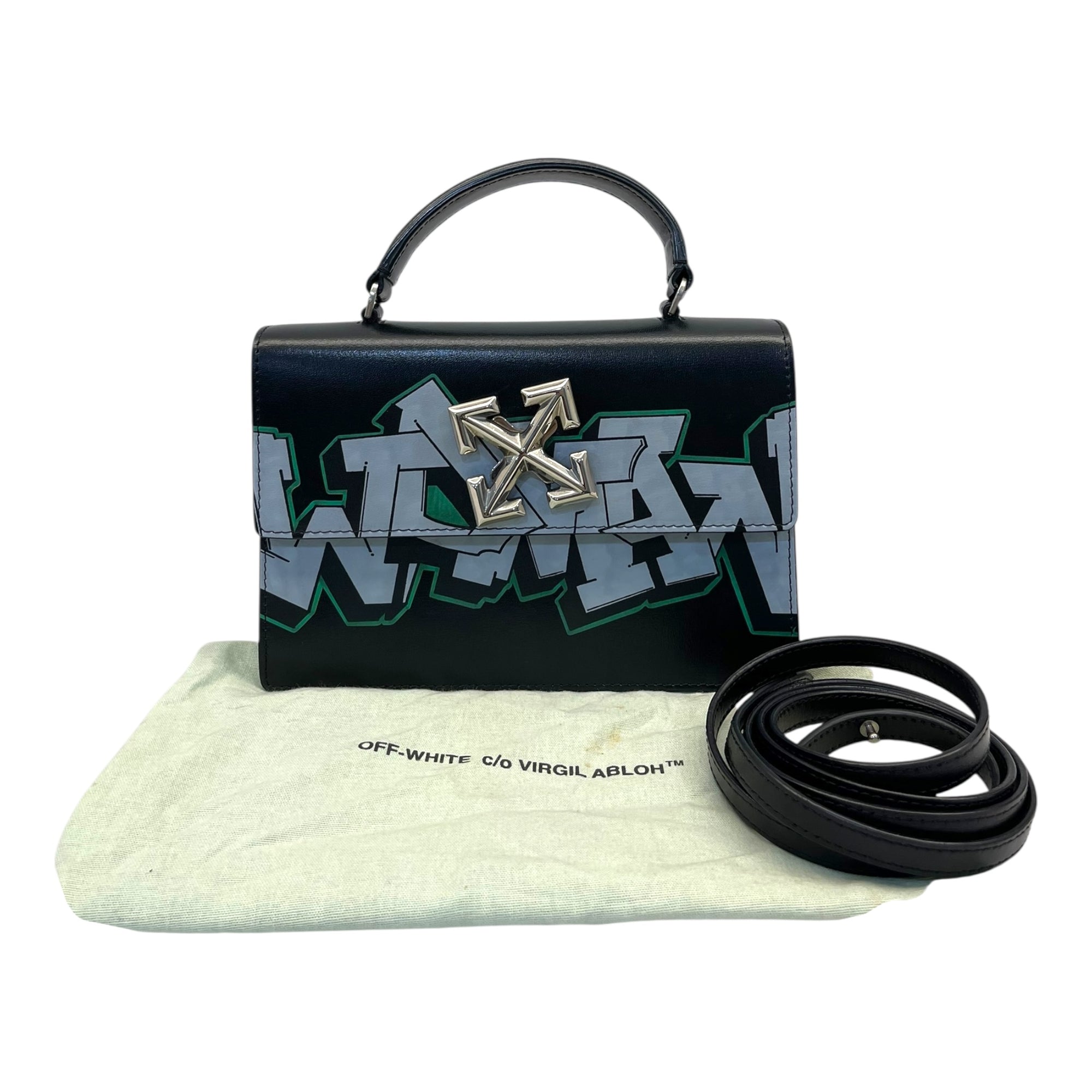 Off-White Black Leather Graffiti 2.8 Jitney Top