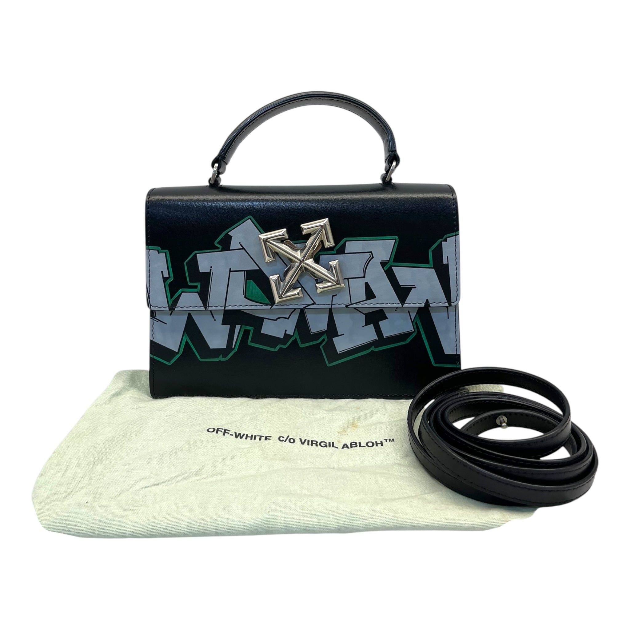 Off-White Graffiti 2.8 Jitney Black Top Handle Bag