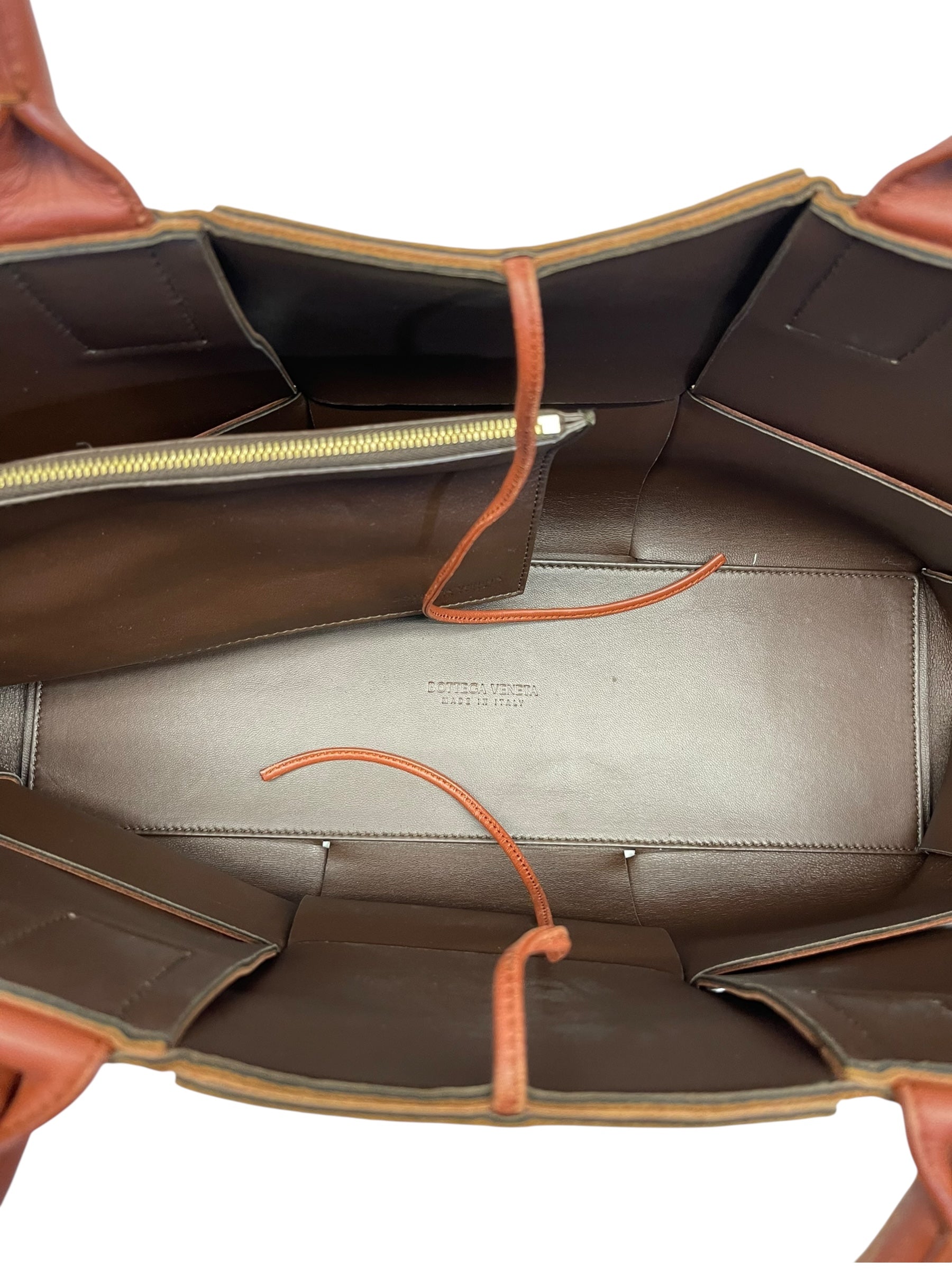 Bottega Veneta Rust Brown Leather Arco Tote Bag