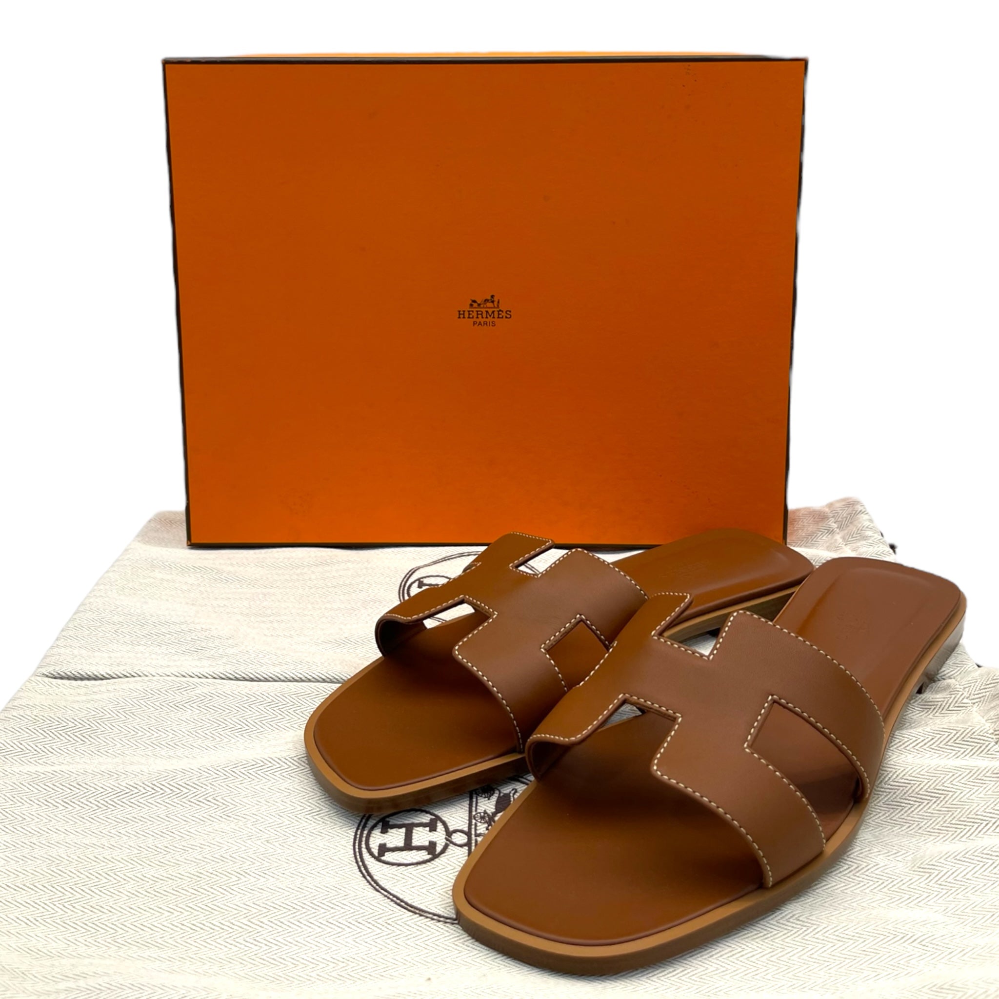 Hermes Oran Leather Sandals EU 38.5
