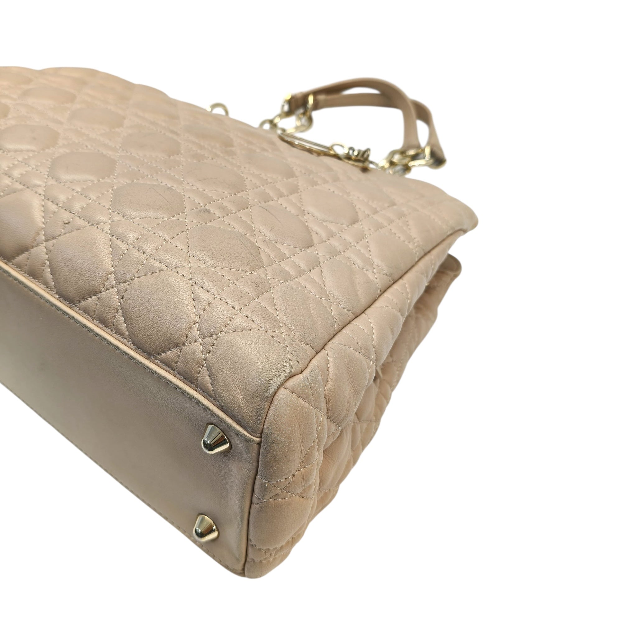 Dior Pink Cannage Quilted Soft Leather Medium Shopping Tote Bag