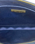 Miu Miu Blue Diamond Quilted Leather Zip Wristlet Clutch