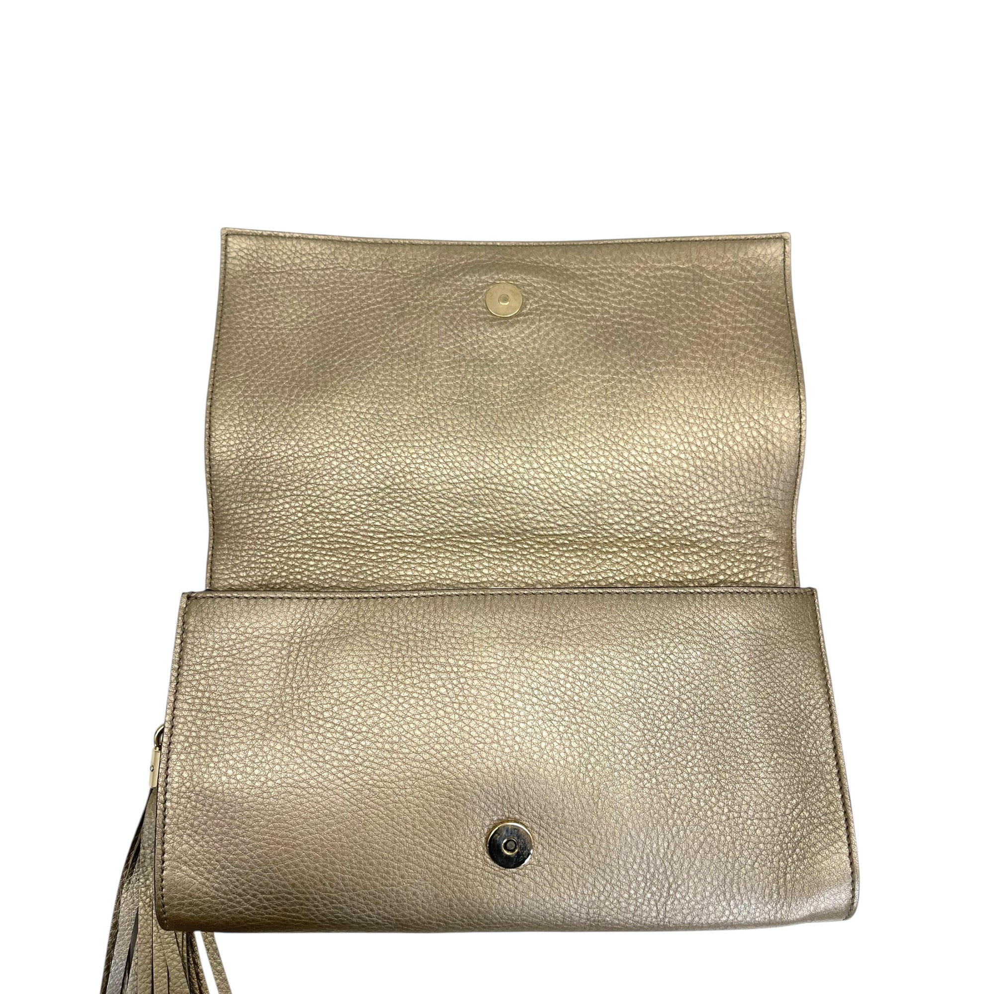 Gucci Gold Pebbled Leather Soho Clutch