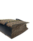 Burberry Brown/Black Monogram Coated Canvas And Leather Studded Book Tote Bag