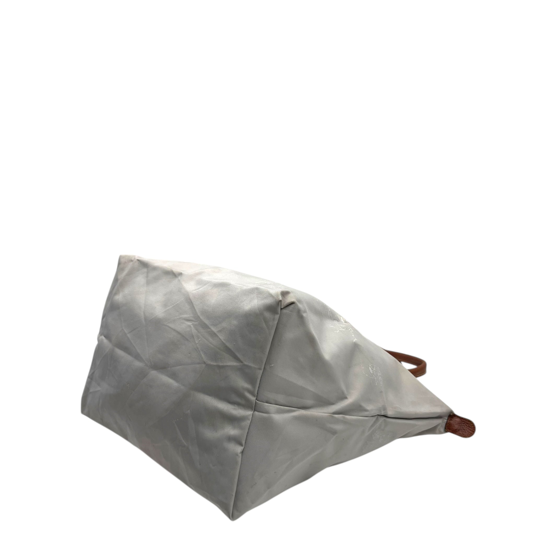 Longchamp Grey/Brown Nylon and Leather Le Pliage Tote Bag