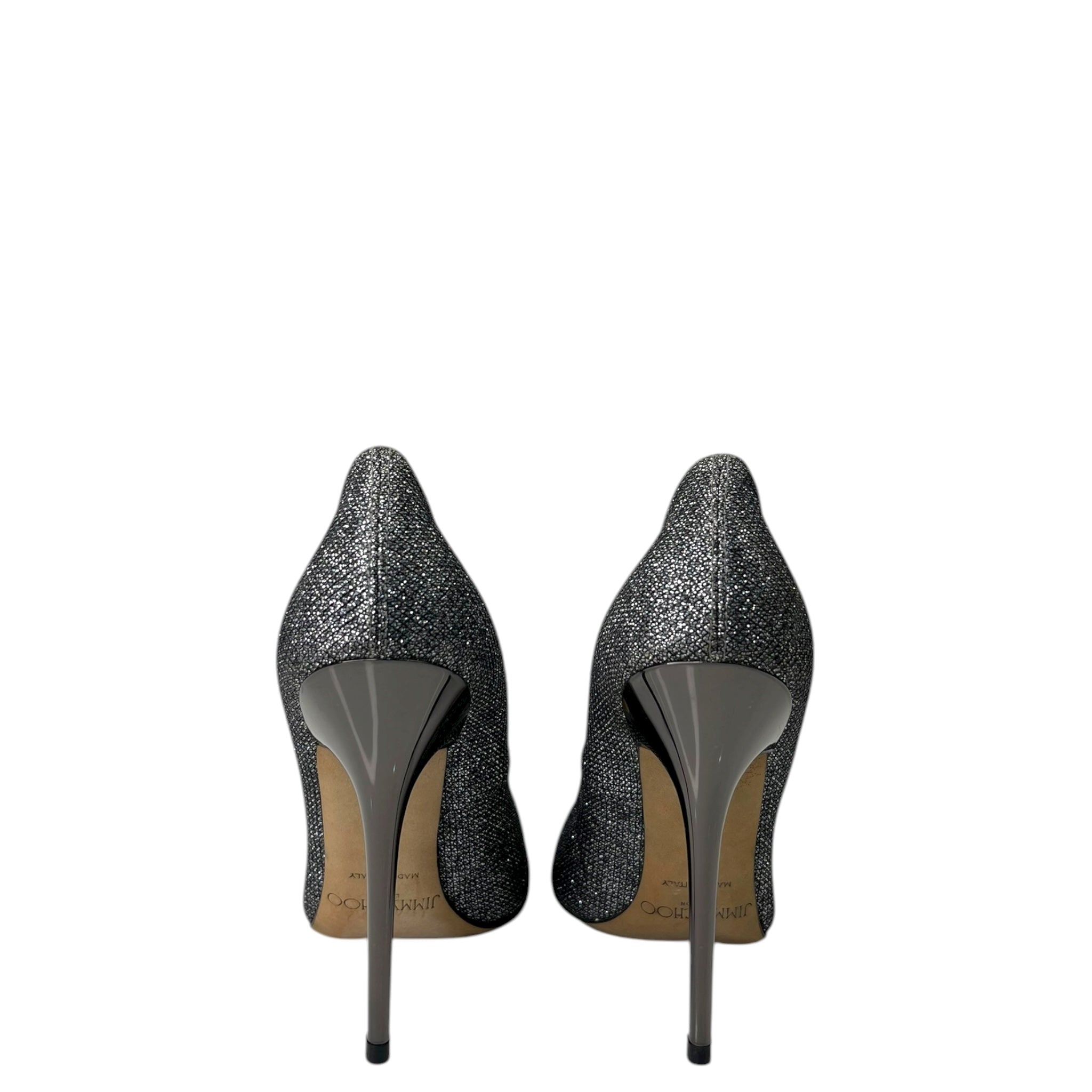 Jimmy Choo Romy Pointed Toe Black Glitter Pumps EU 34