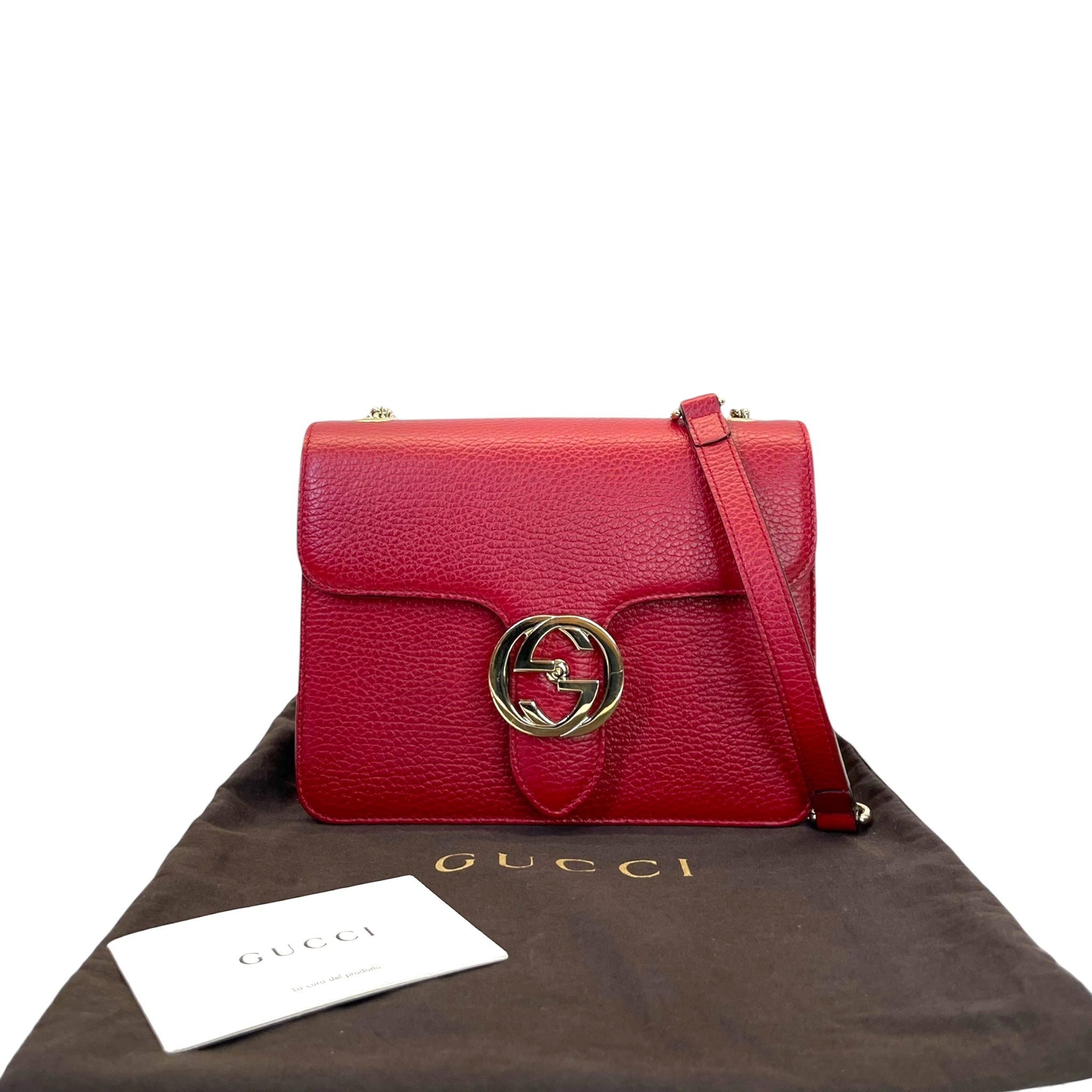 Gucci Dollar Interlocking G Red Leather Crossbody Bag