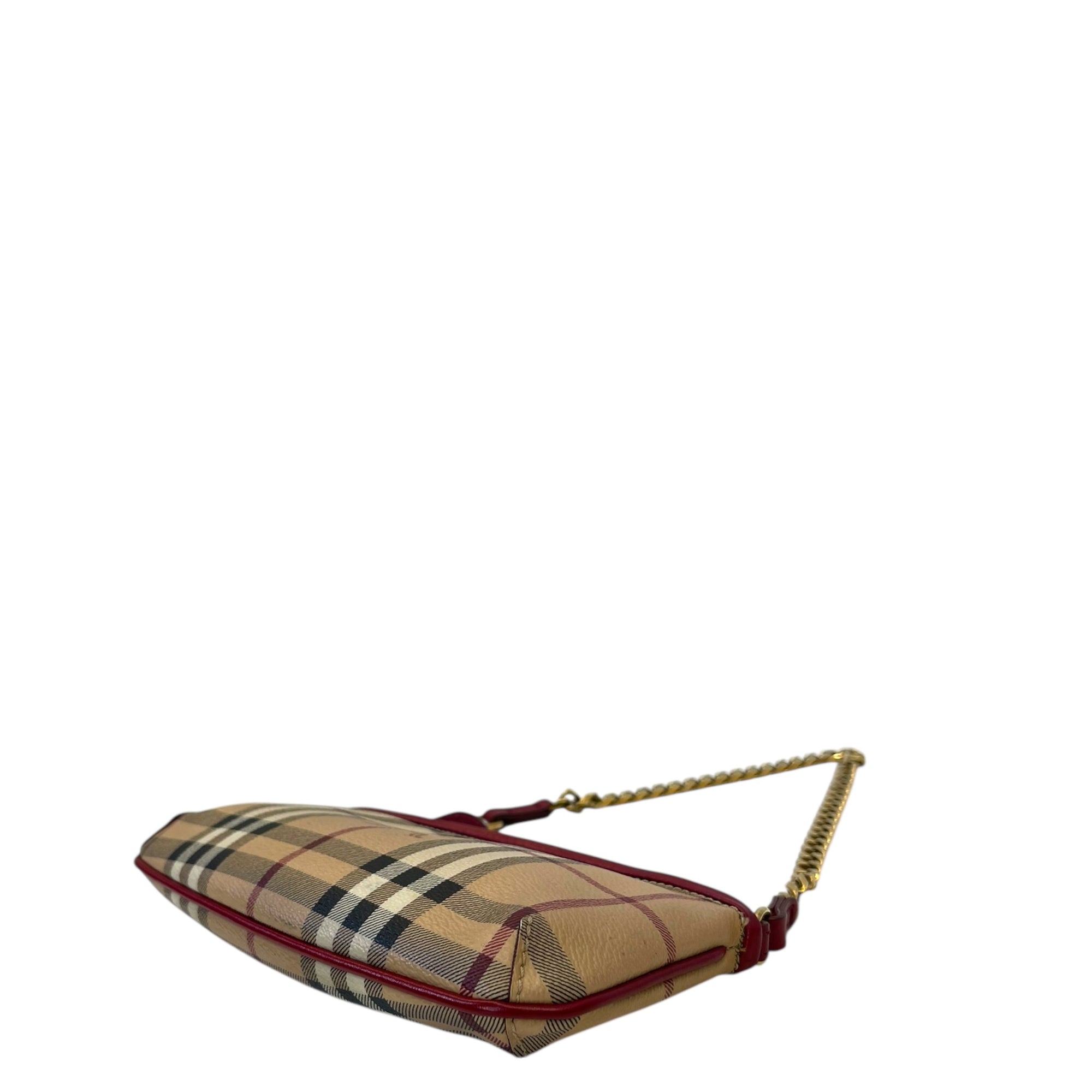 Burberry Clara Pochette Red/Beige Haymarket Check