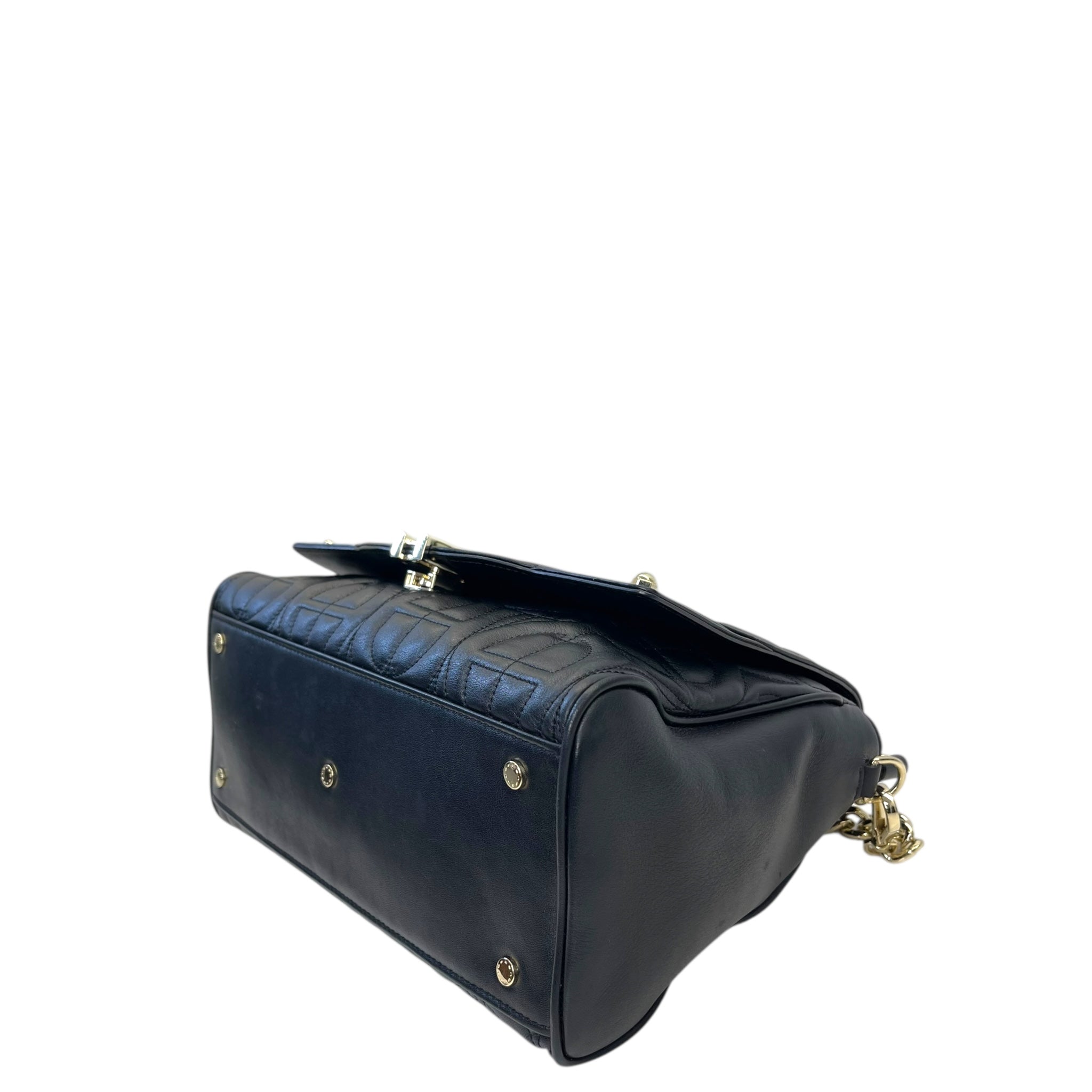 Aigner Diadora Shoulder Bag Black Quilted Leather
