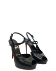 Christian Louboutin Black Croc Embossed Sandals EU 37.5