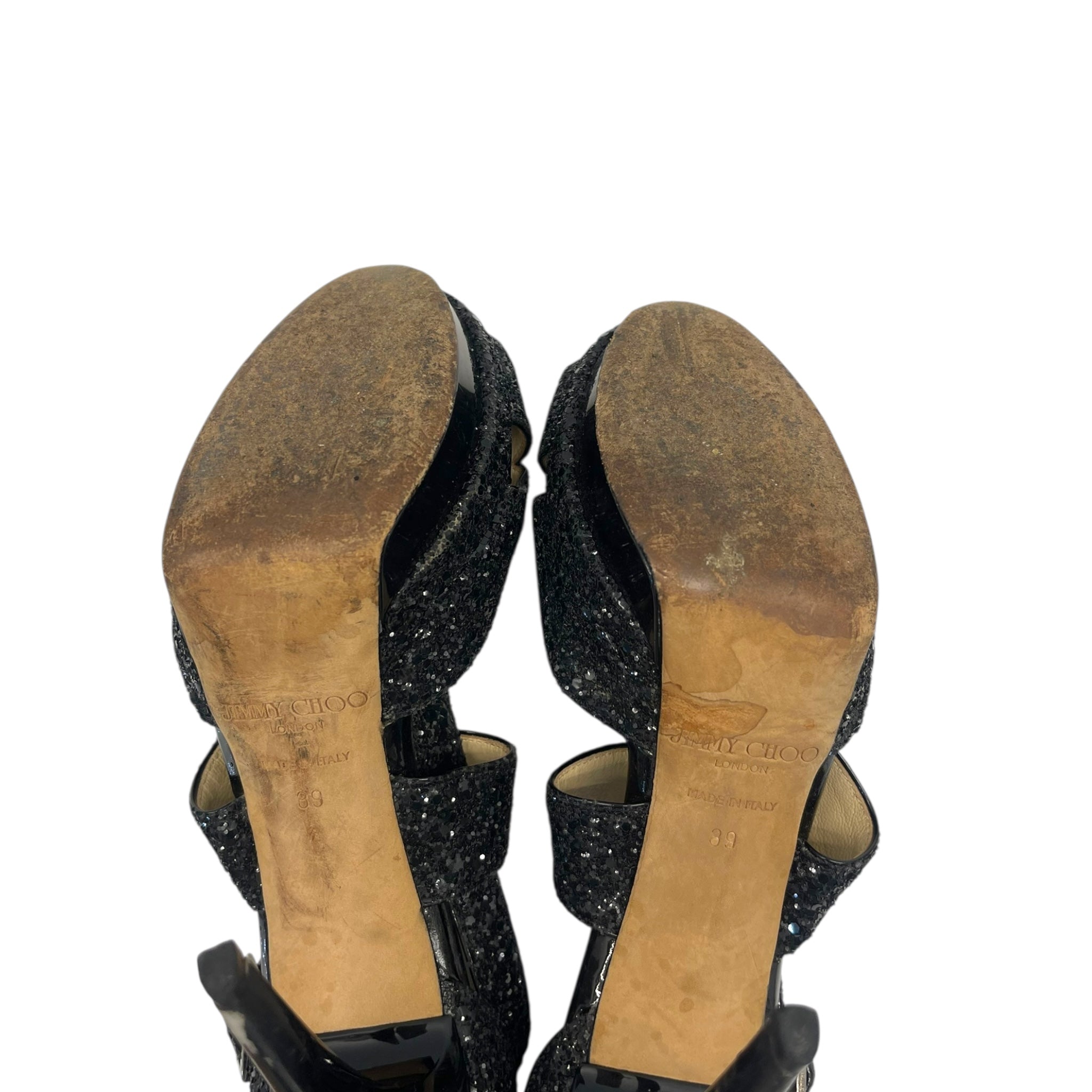 Jimmy Choo Glitter Strappy Heels EU 39