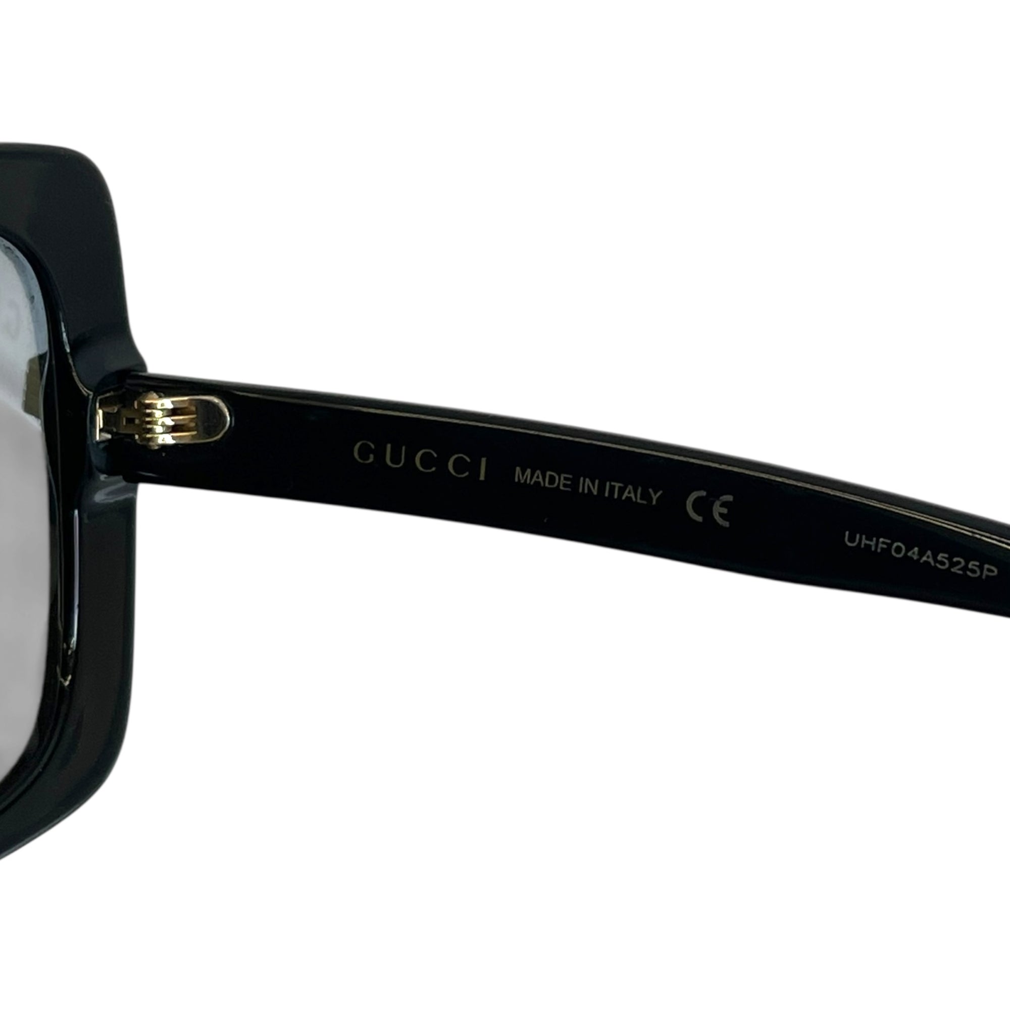 Gucci sunglasses embelished oversized square black acetate grey gradient lenses