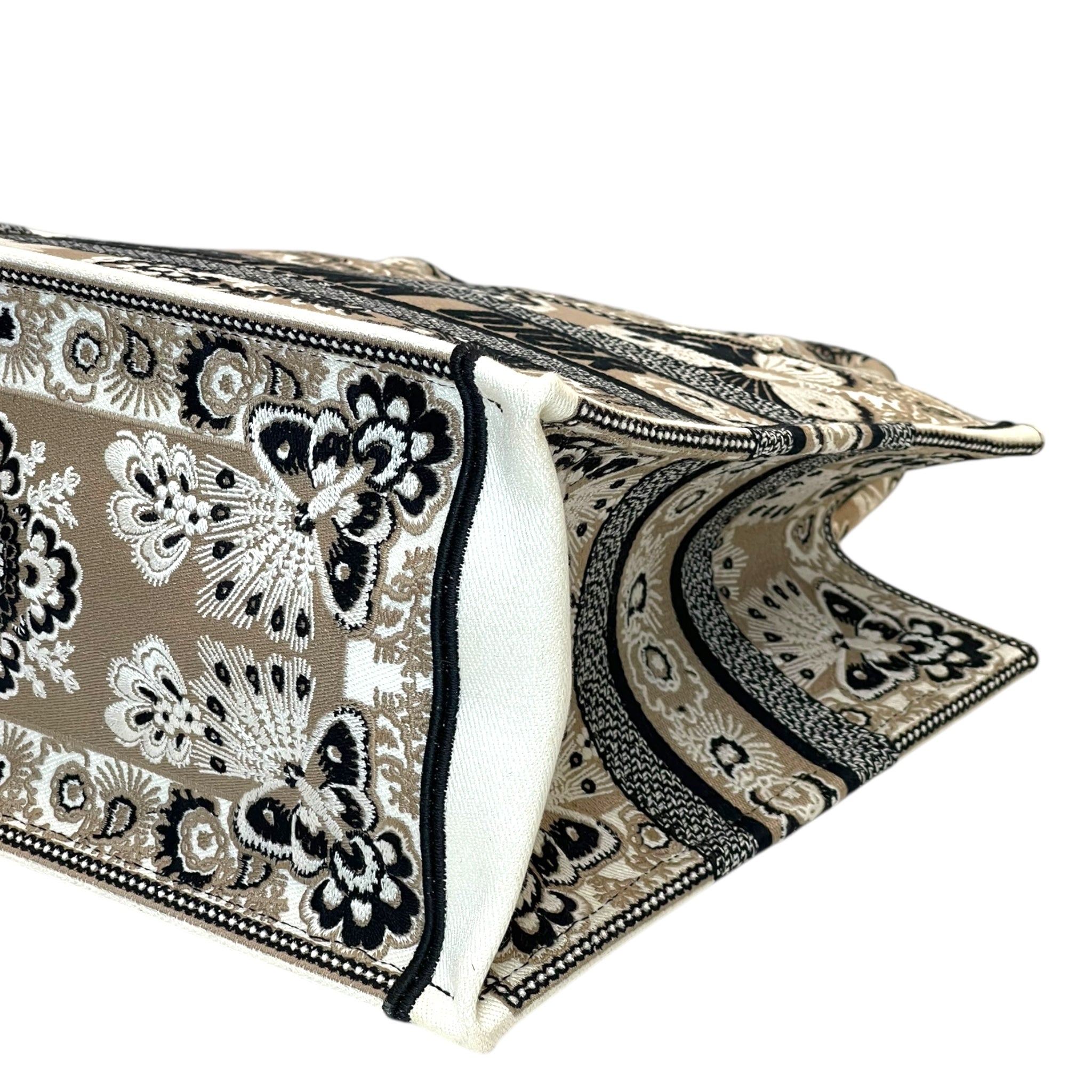 Christian Dior Medium Book Tote Bag Beige Butterfly Bandana Embroidery