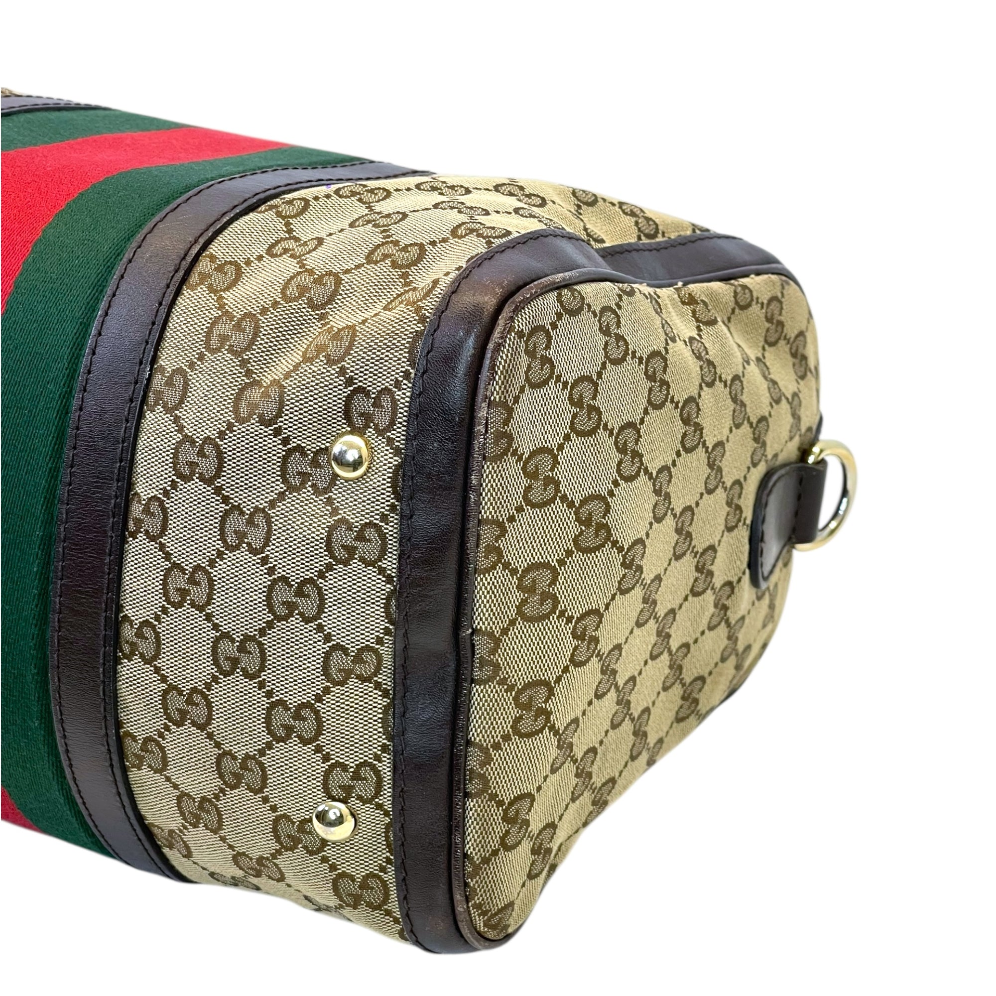 Gucci Vintage Web Boston Medium Bag Brown/Beige GG Canvas