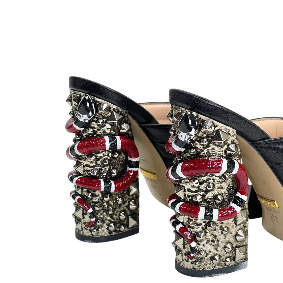 Buy Gucci Webby Slide Sandal Black Quilted Leather Snake 