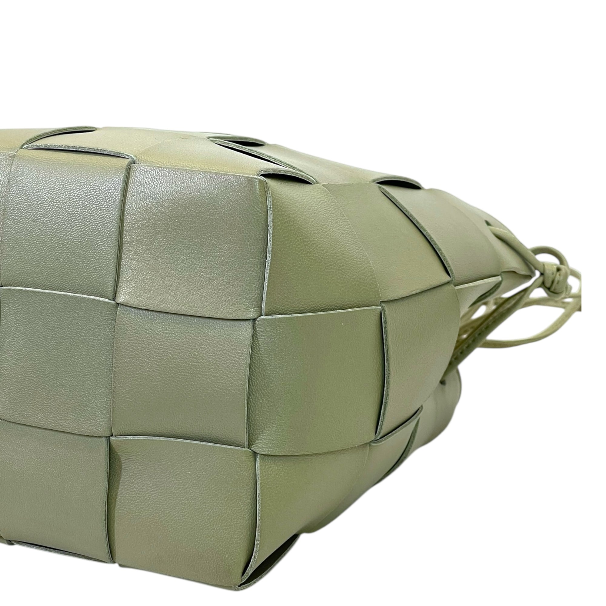Bottega Veneta Small Cassette Bucket Bag Green Leather
