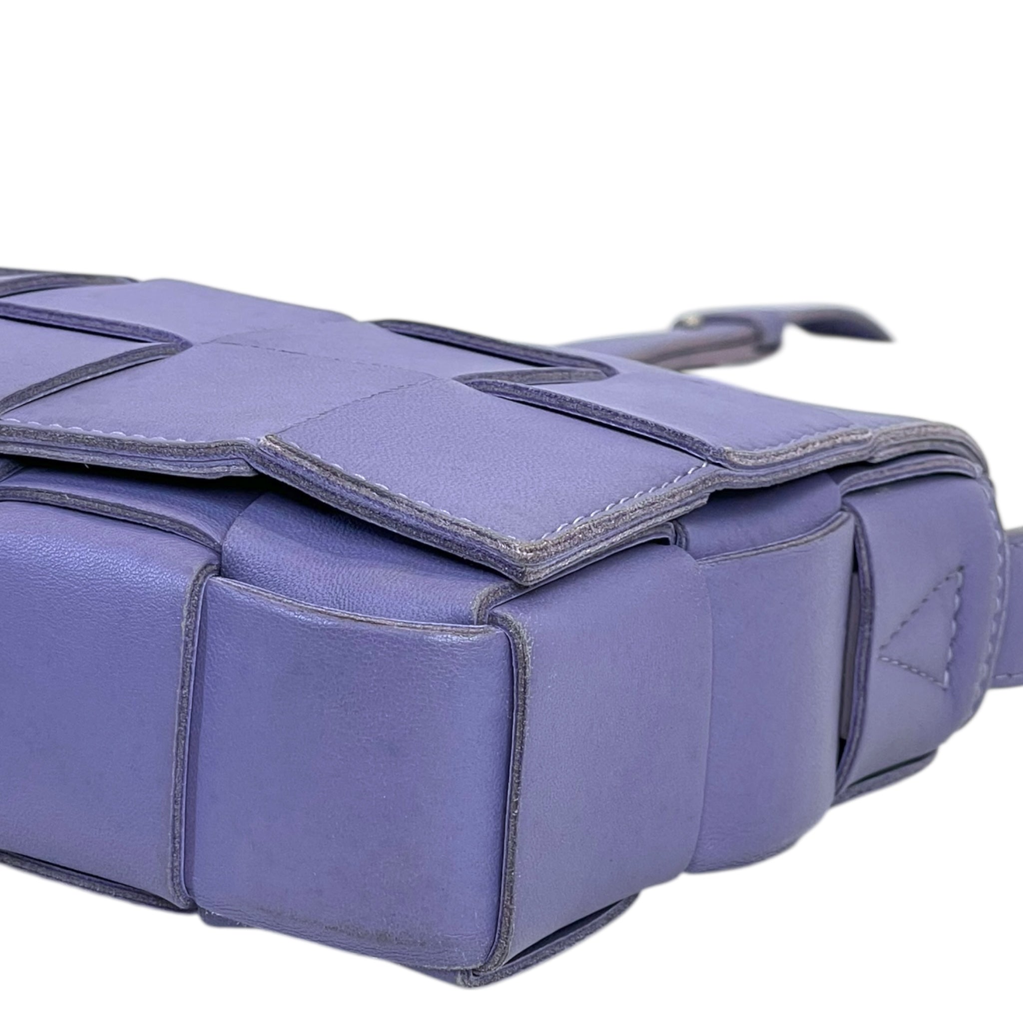 Bottega Veneta Small Cassette Shoulder Bag Purple Leather