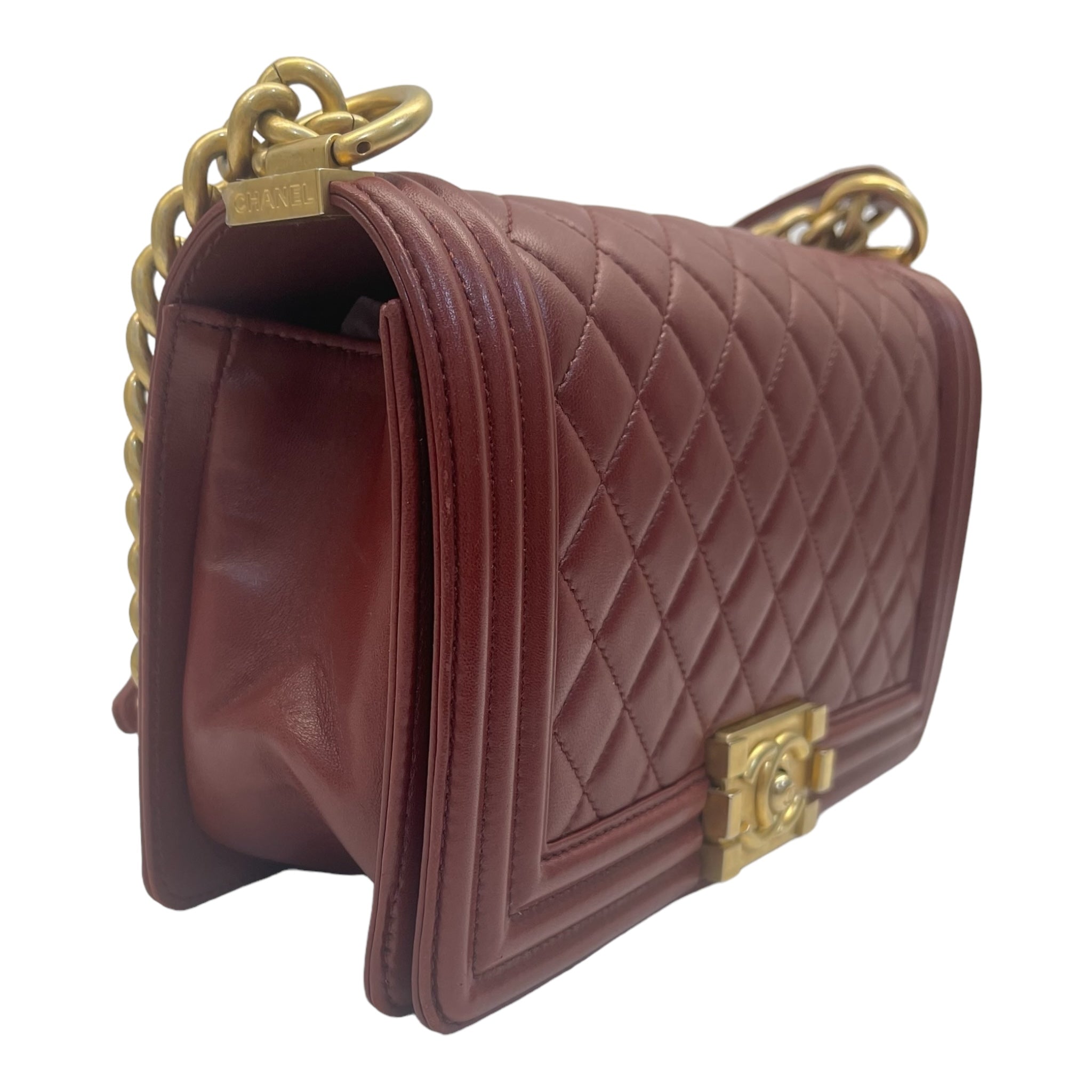 Chanel Boy Flap Red Bag Medium Calfskin Quilted