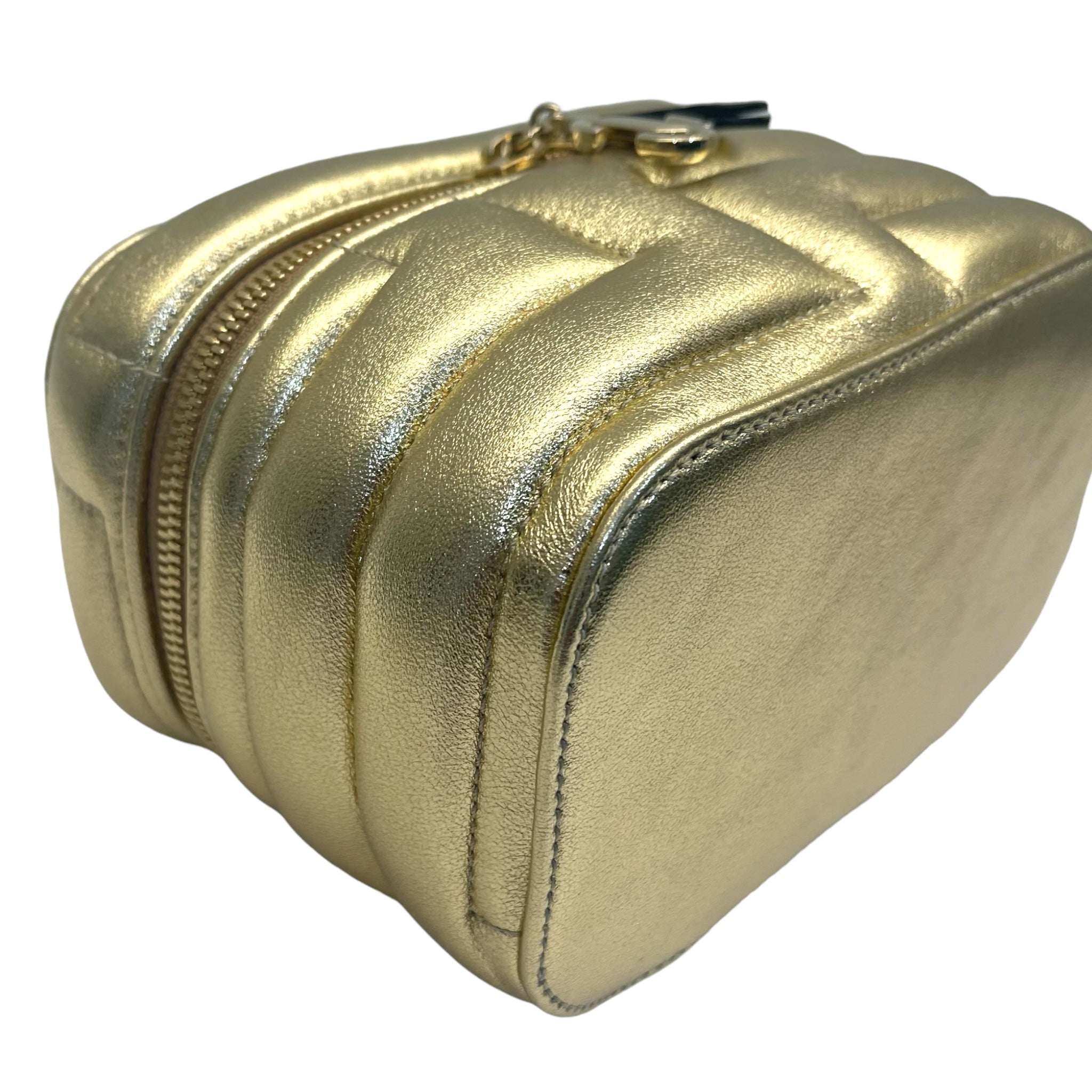 Jimmy Choo Gold Quilted Nappa Leather Vanity Case