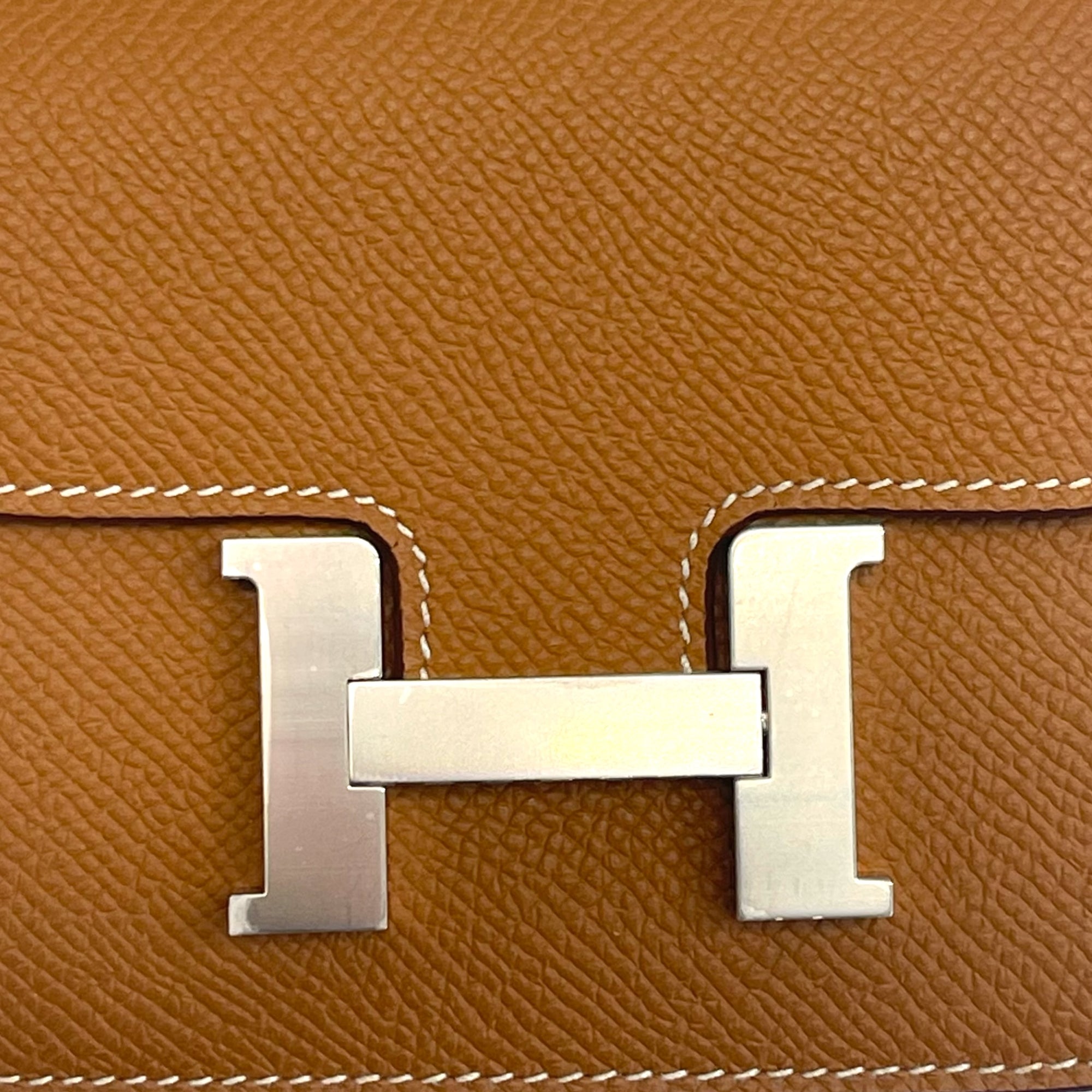 Hermes Constance Slim Wallet in Gold Epsom Leather with SWH