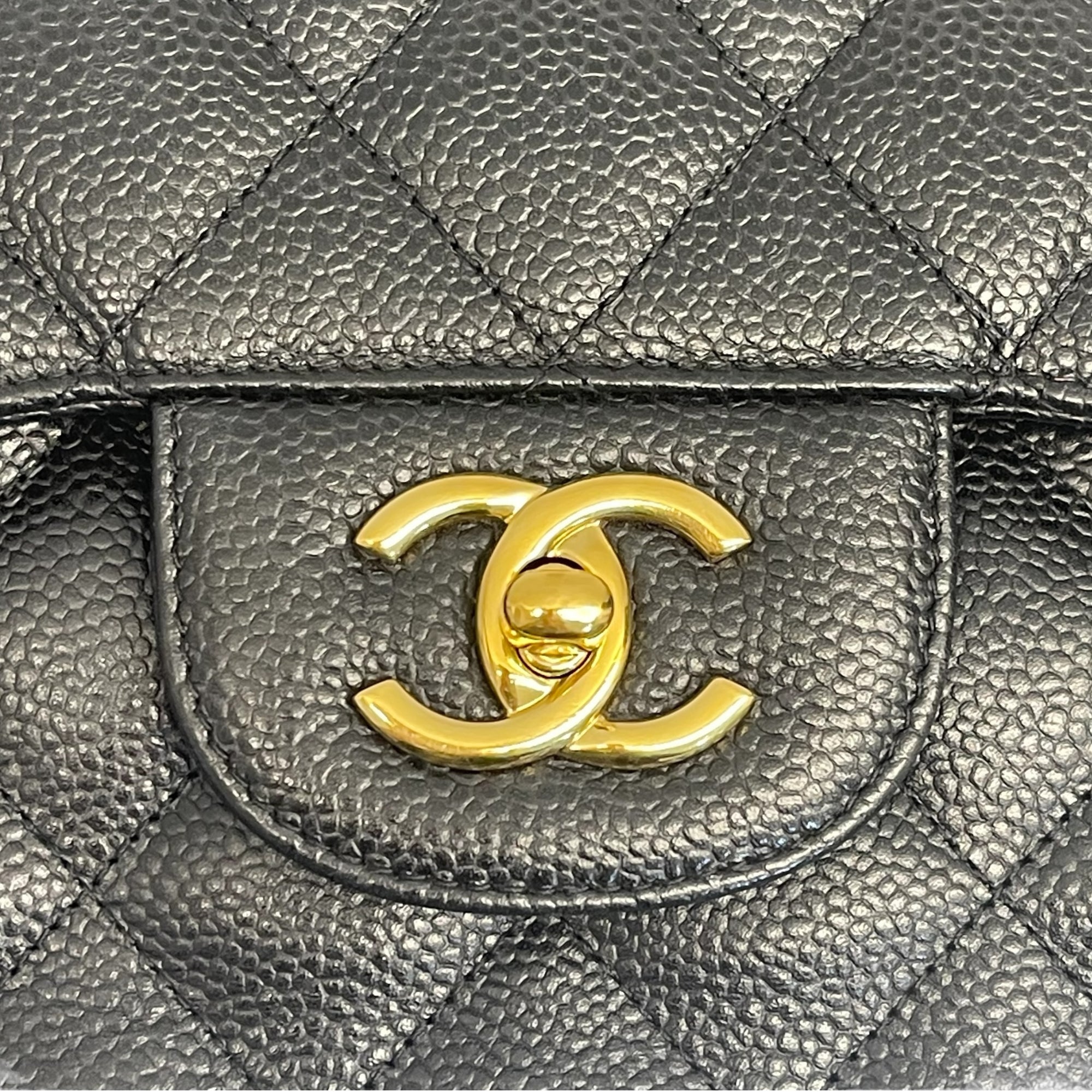 Chanel Black Quilted Caviar Jumbo Classic Double Flap Bag