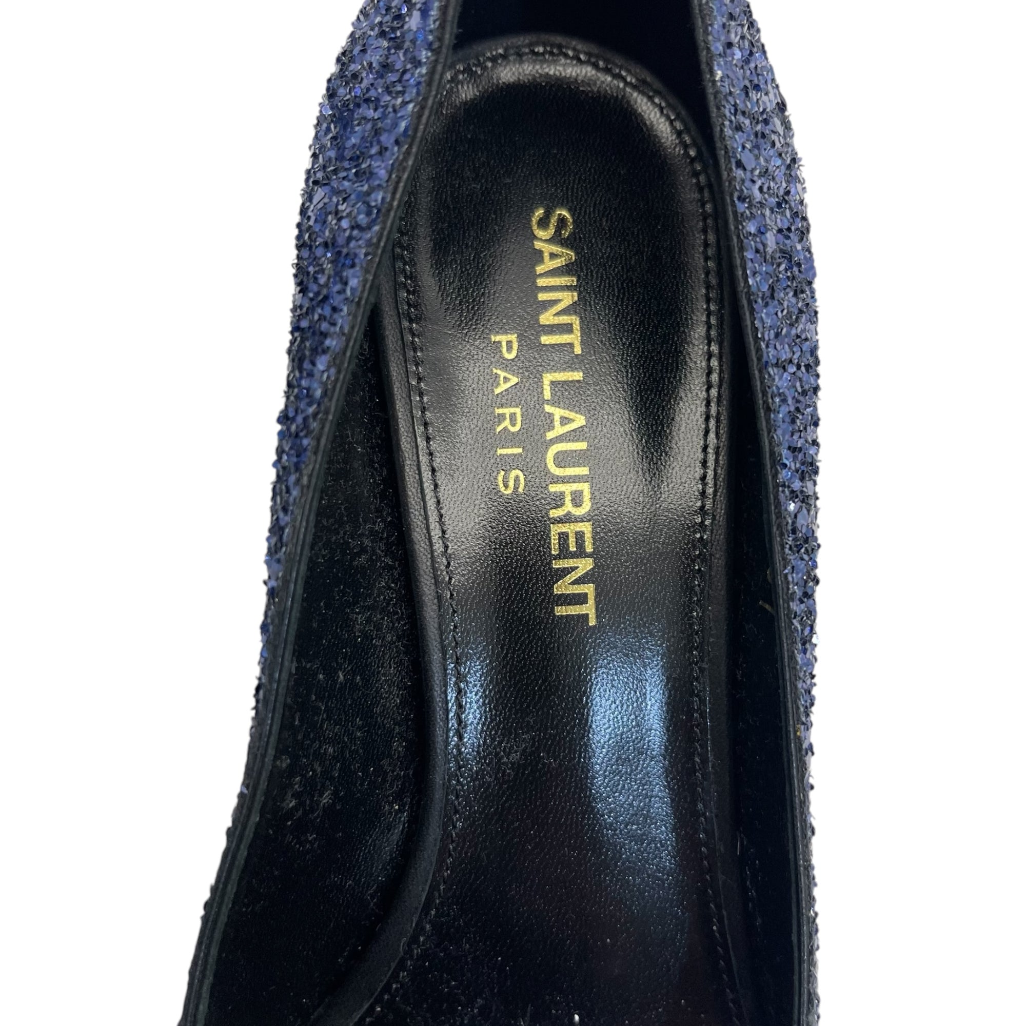 Saint Laurent Charlotte Glitter Point-toe Kitten-Heel Pumps Size EU 37