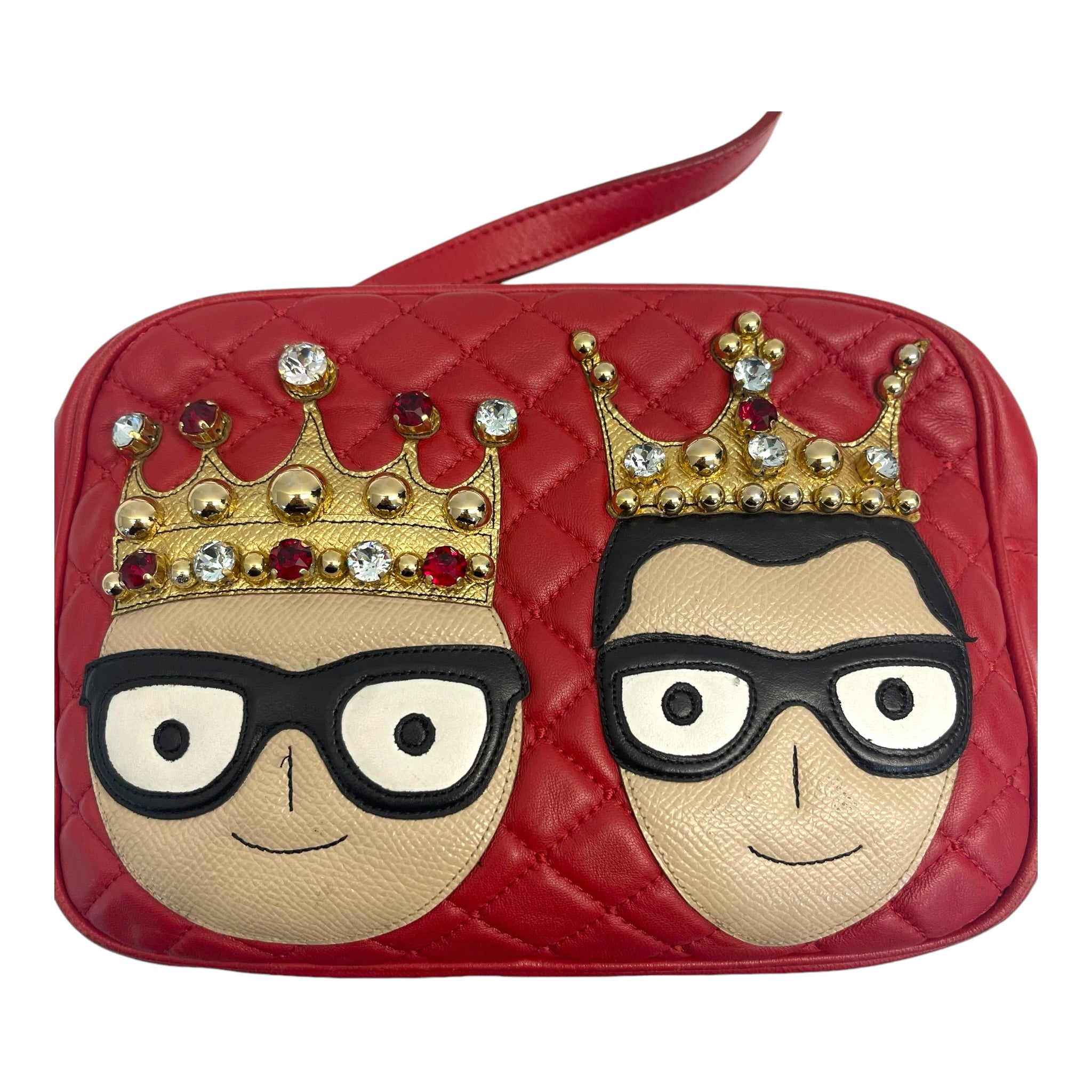 Dolce & Gabbana Red Crown Men Patch Crossbody
