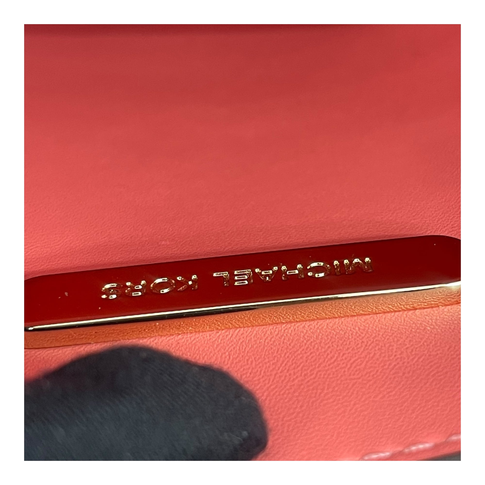 Michael Kors Peach Croc Embossed Leather Mercer Tote Bag